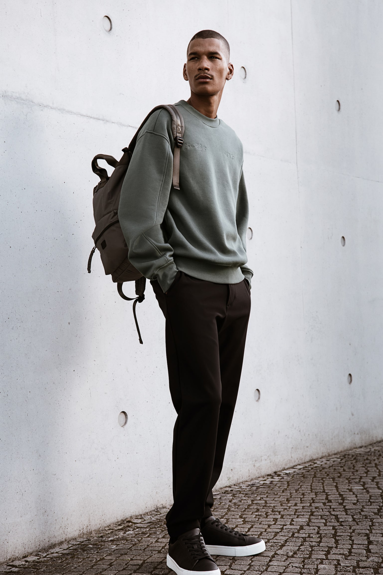 Embroidered sweatshirt - Sage green/Soho Heights/Black/Soho Heights/Cream/White/Soho Heights/Black/Soho/Grey marl/Soho Heights/Light grey - 3