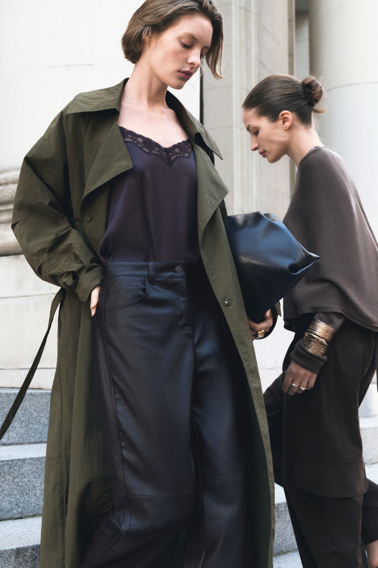Barrel-Leg Coated Pants - image 3