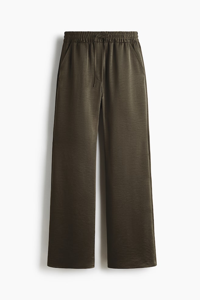 Flared satin trousers - Dark green - 1