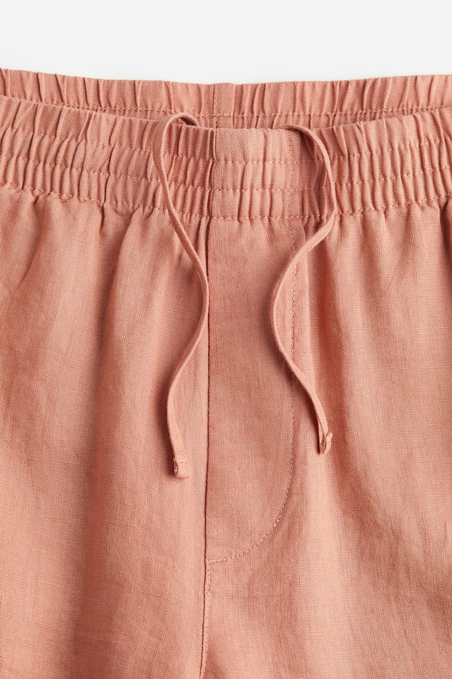 Pantaloni in lino Regular Fit - Rosa salmone/Crema/Nero/Beige scuro - 8
