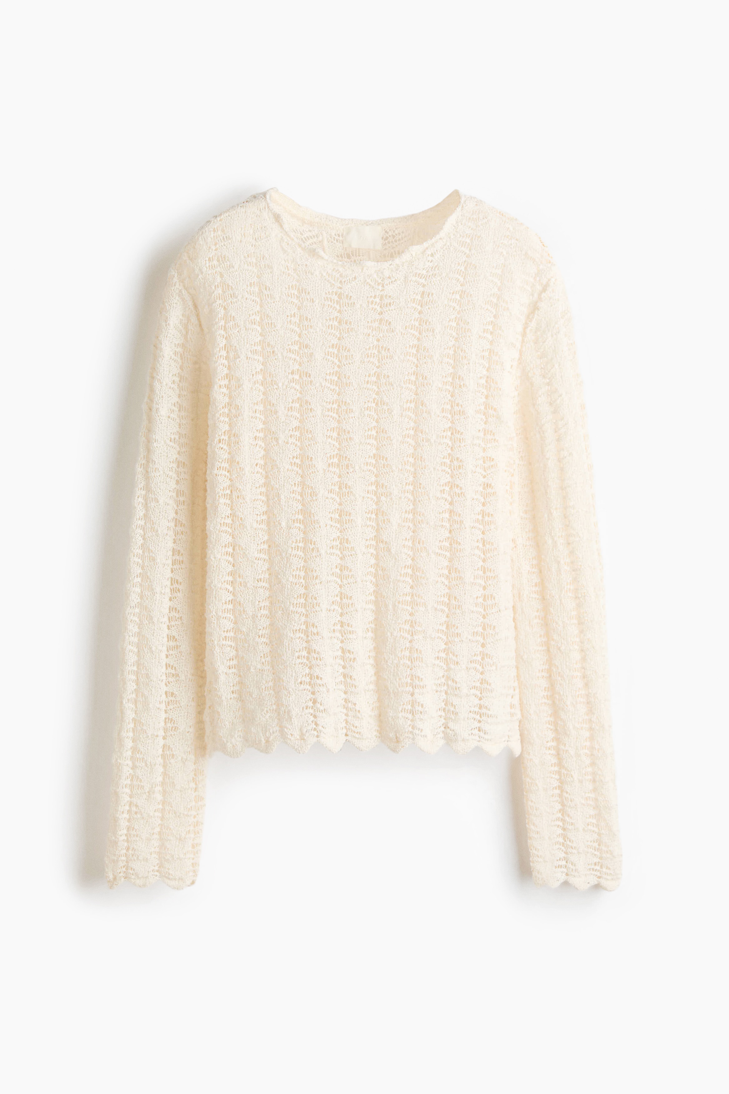 Pointelle-knit jumper - Cream