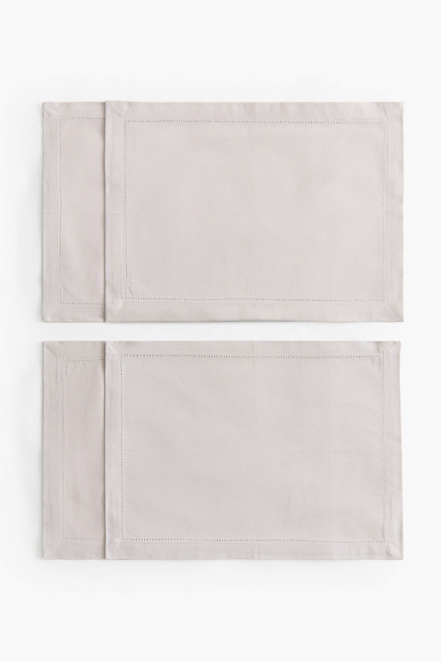 4-pack cotton place mats - Beige claro/Blanco