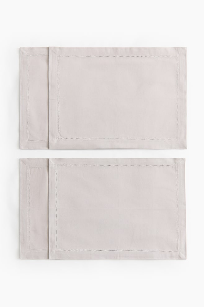 4-pack cotton place mats - Light beige/Light pink/Dusty blue/White - 1