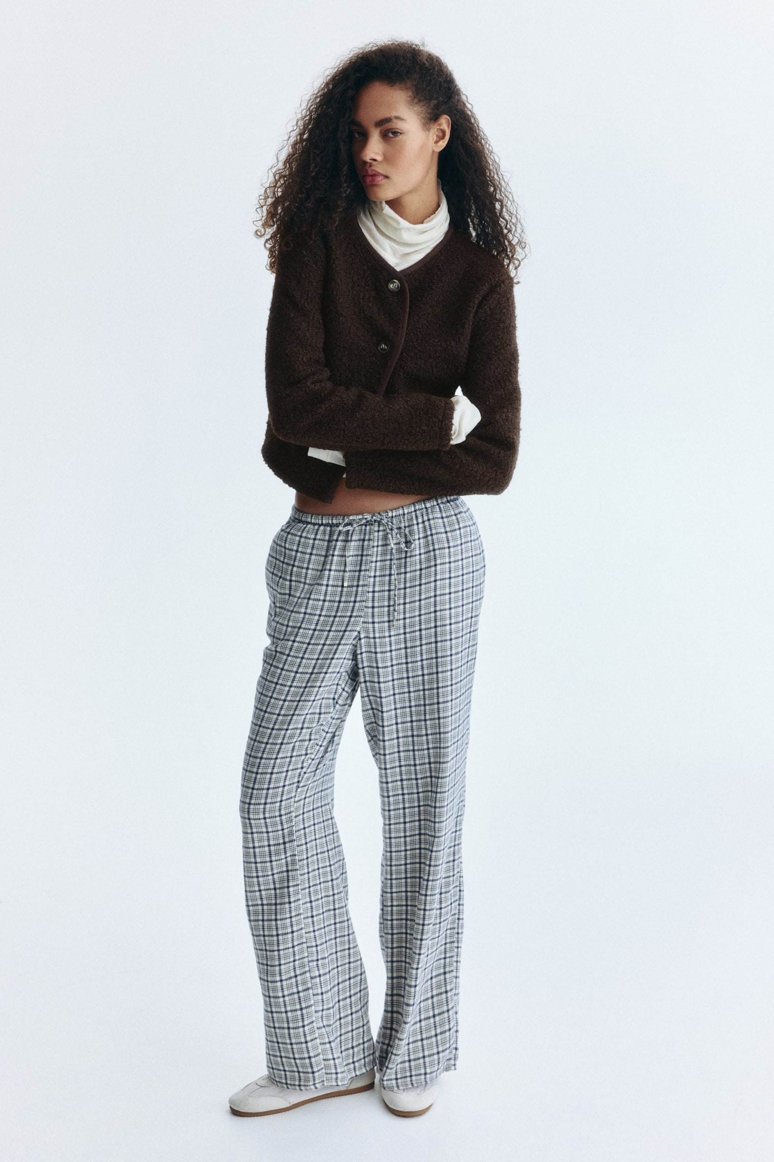 Pelüş Hırka - Koyu kahverengi/Lacivert/Krem - 6