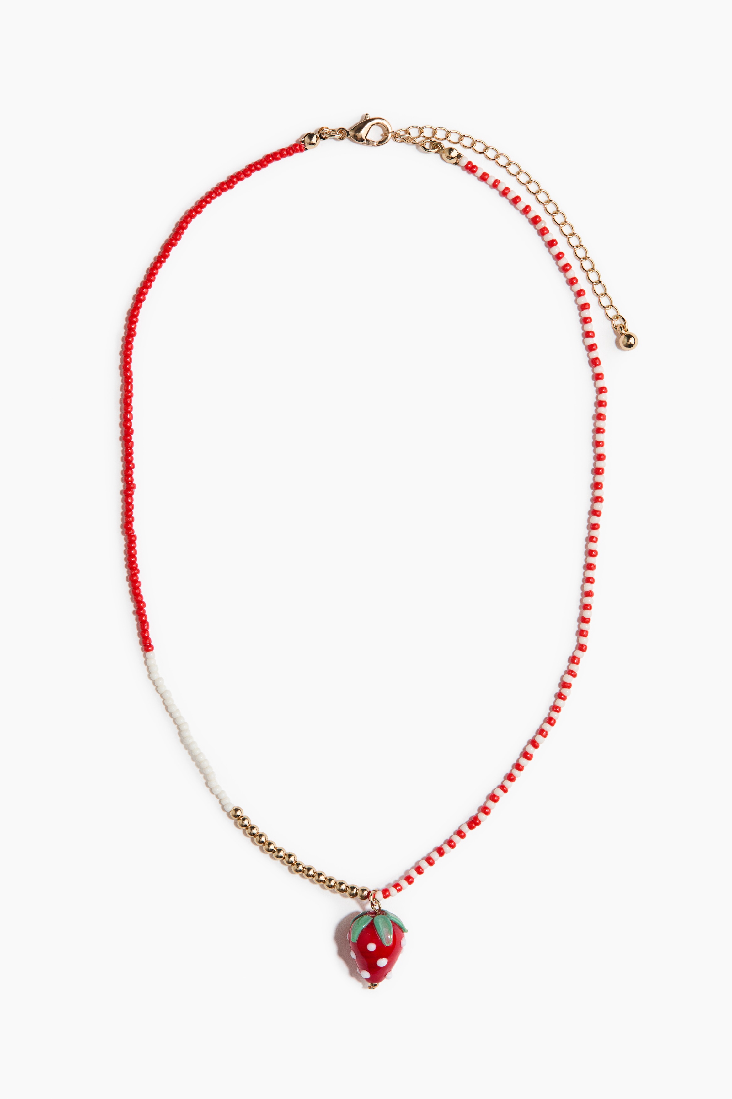 Women's Bright red/white Beaded Necklace with Pendant | H&M US