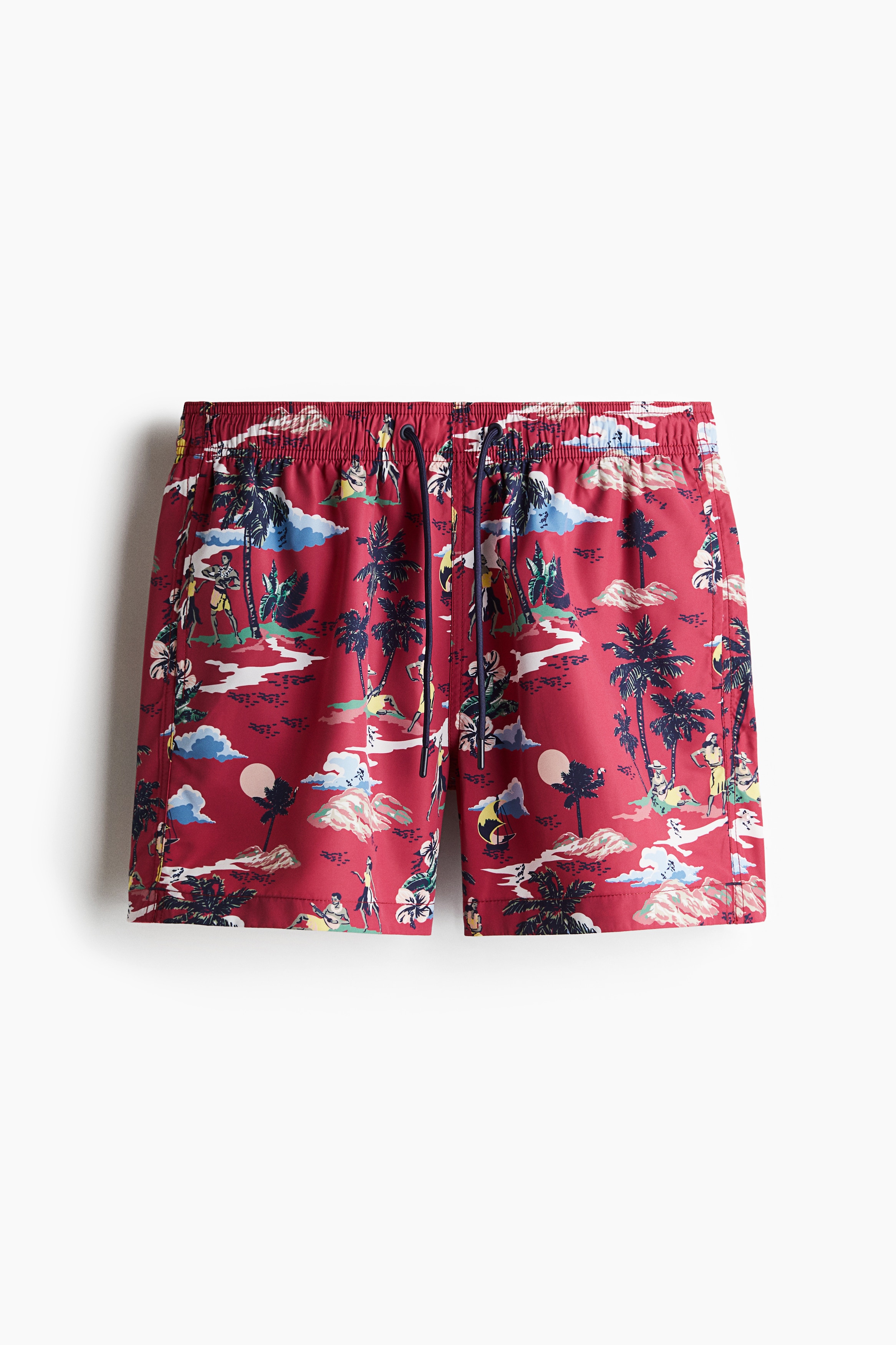 Short de bain à motif - Rose foncé/motif/Blanc/palmiers/Bleu marine/motif