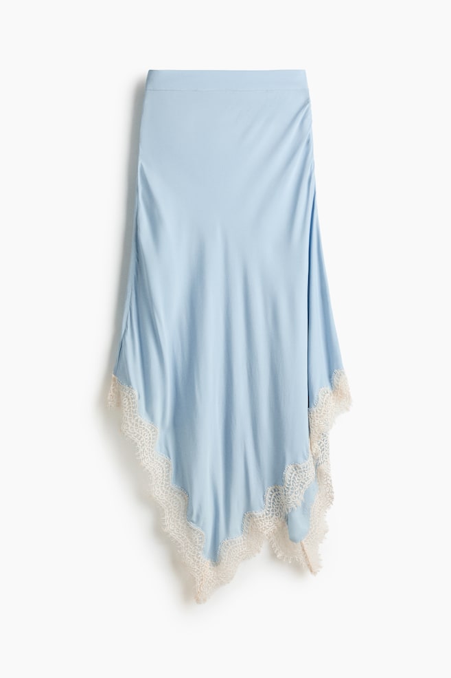 Asymmetric Viscose Skirt - Light blue - 1