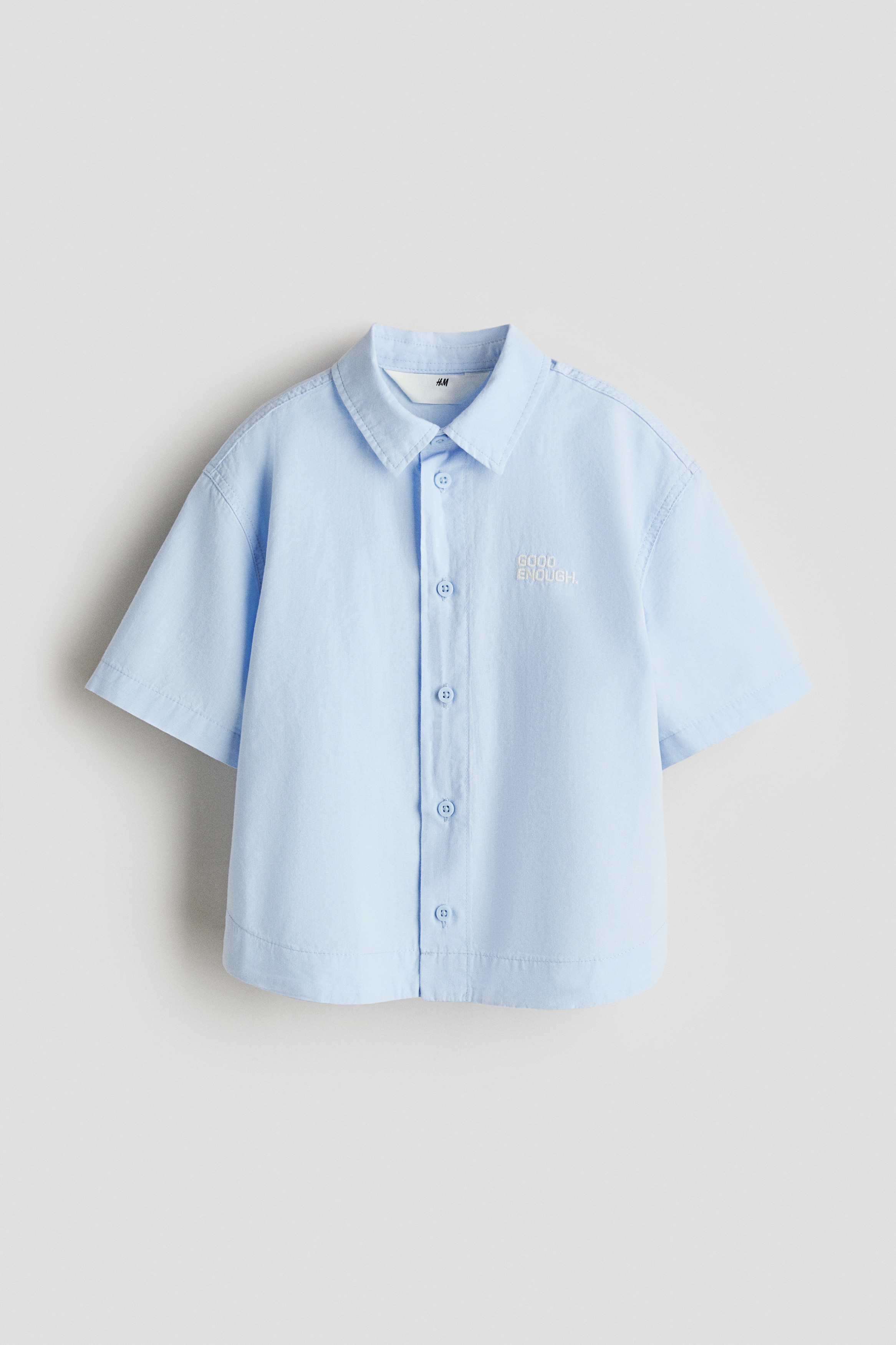 Embroidery-detail cotton shirt - Light blue/Good Enough