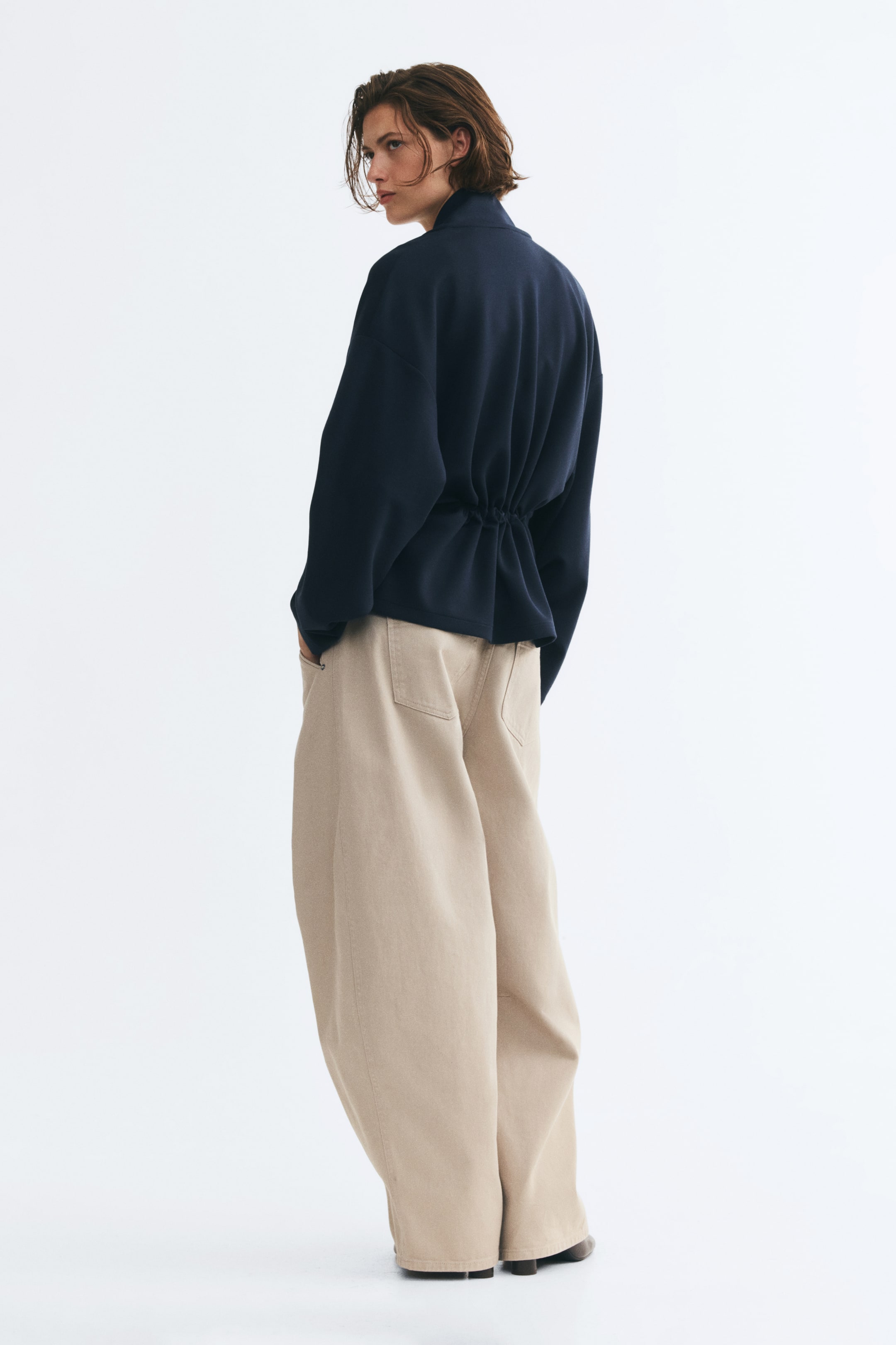 Drawstring-Detail Sweatshirt Jacket