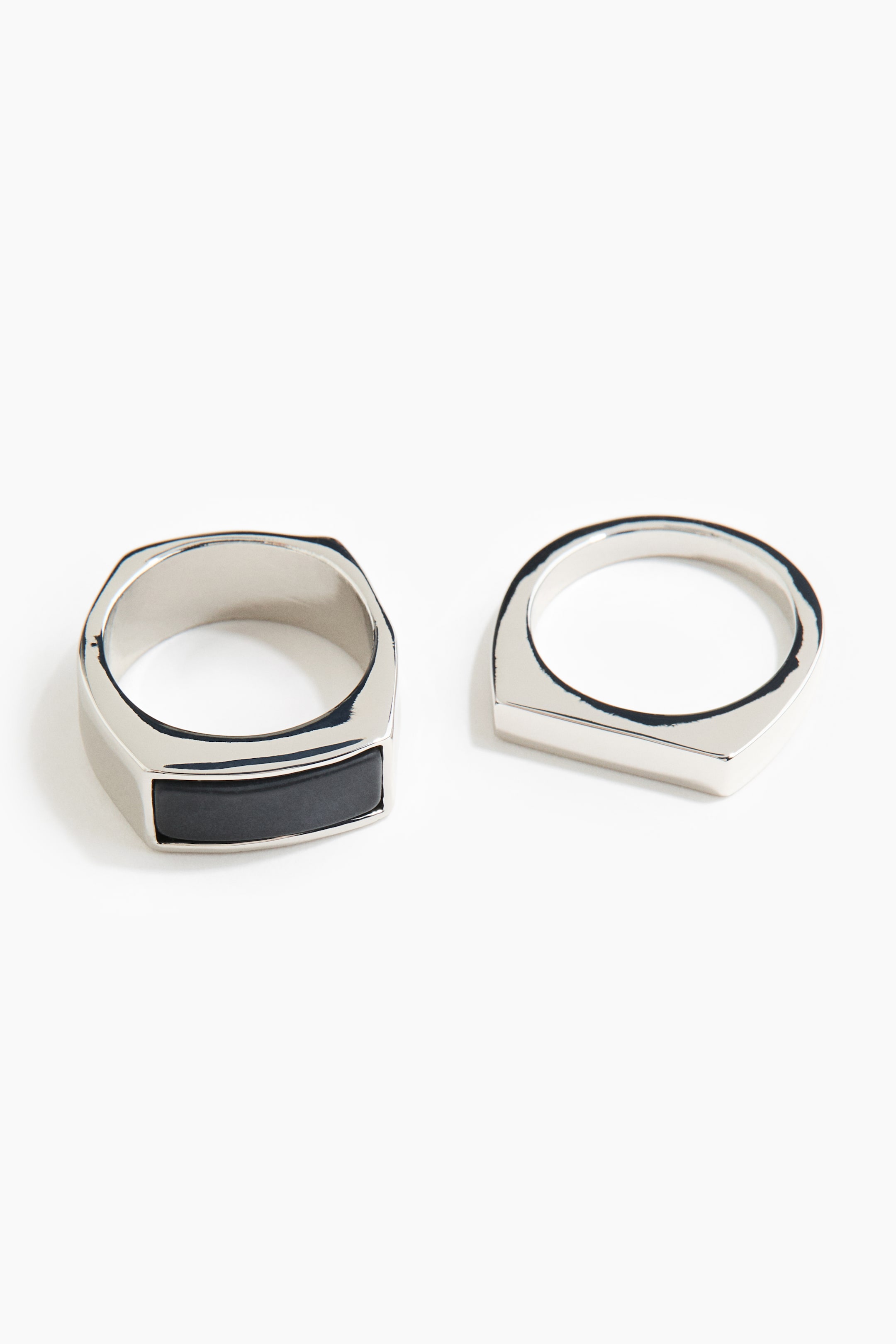 Ampliar la imagen: 2-pack de anillos - Negro/Plateado - Men | H&M MX 2