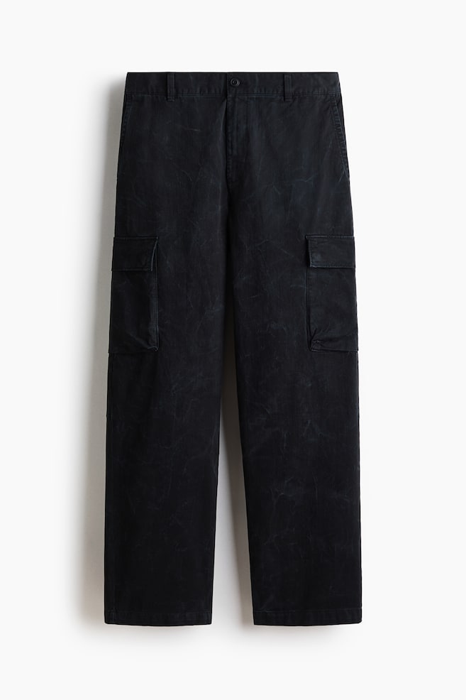 Relaxed-Fit Cargo Pants - Washed black/Dark khaki green - 1