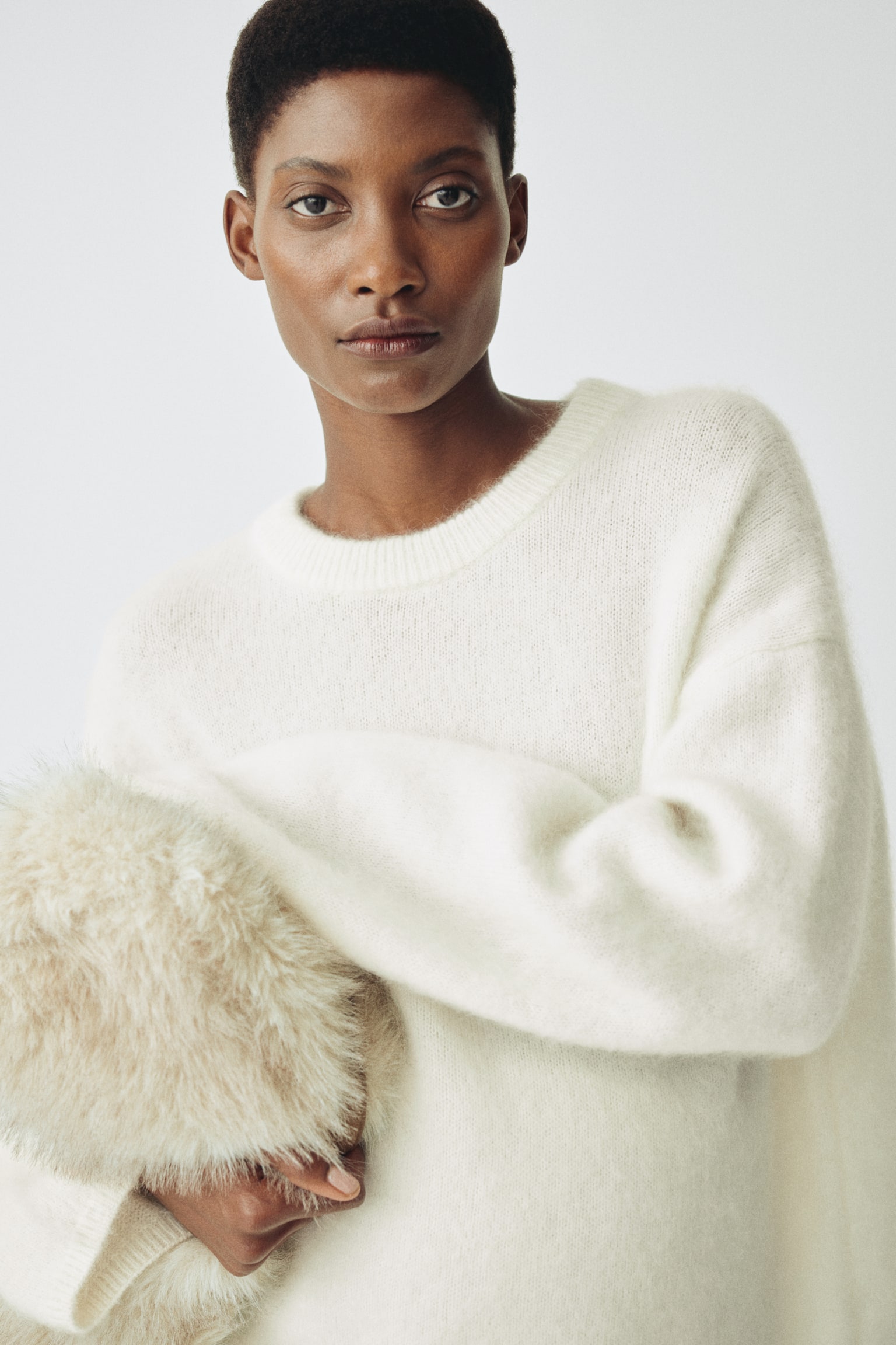 MAMA Trøje i mohairblanding - Creme - 4