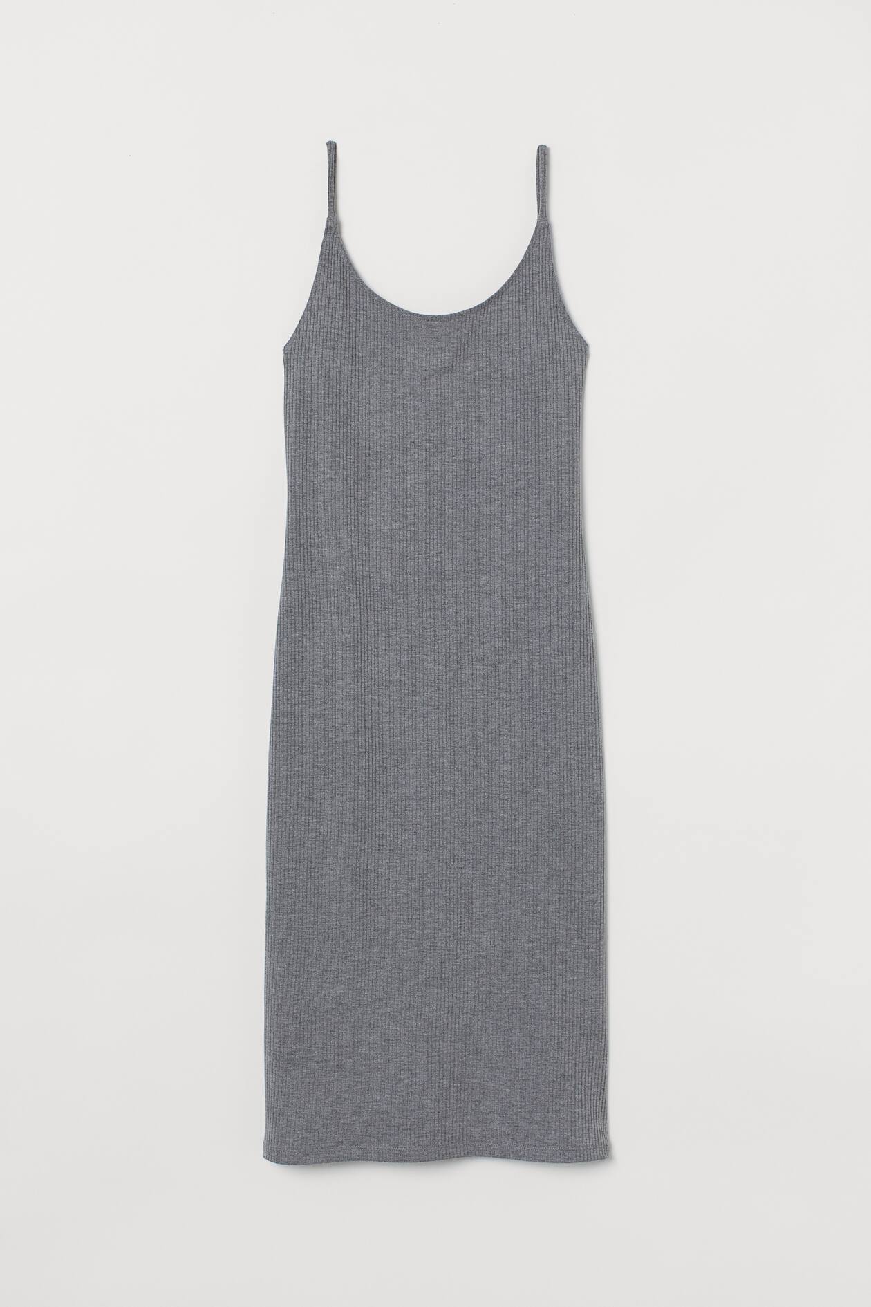 Ribbed Dress - Dark gray melange - Ladies | H&M US