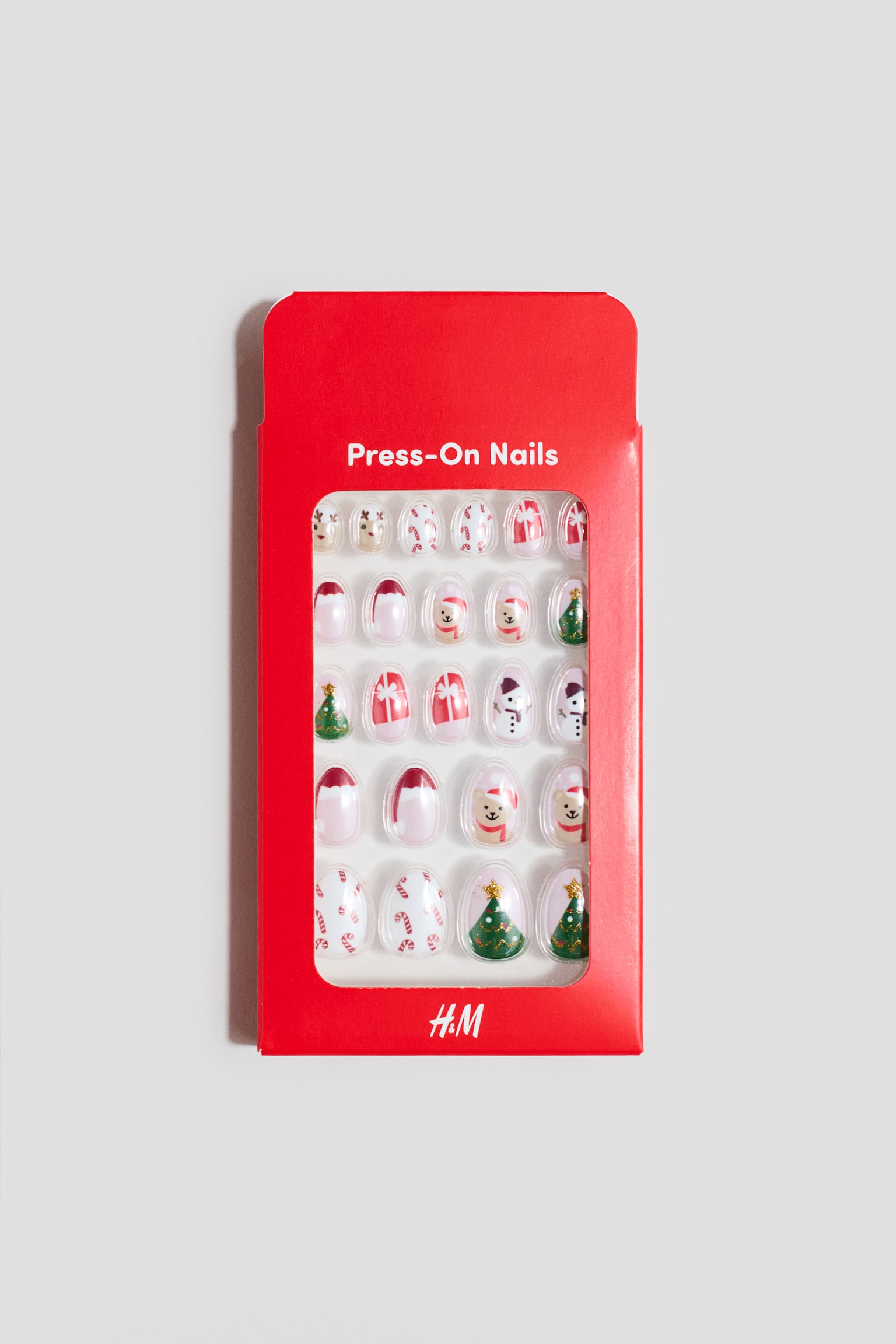 Press-on nails - Red/Christmas/Light pink/Iridescent - 1
