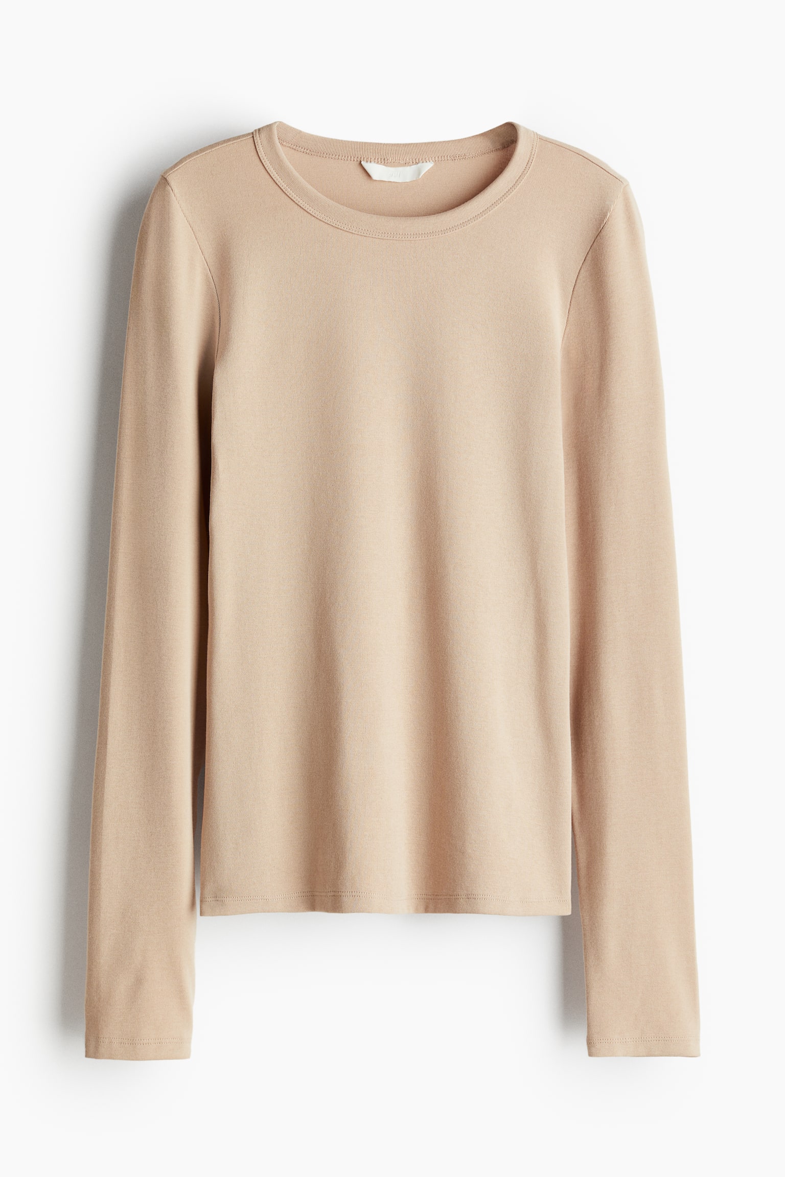 Long-sleeved jersey top - Light beige - 2