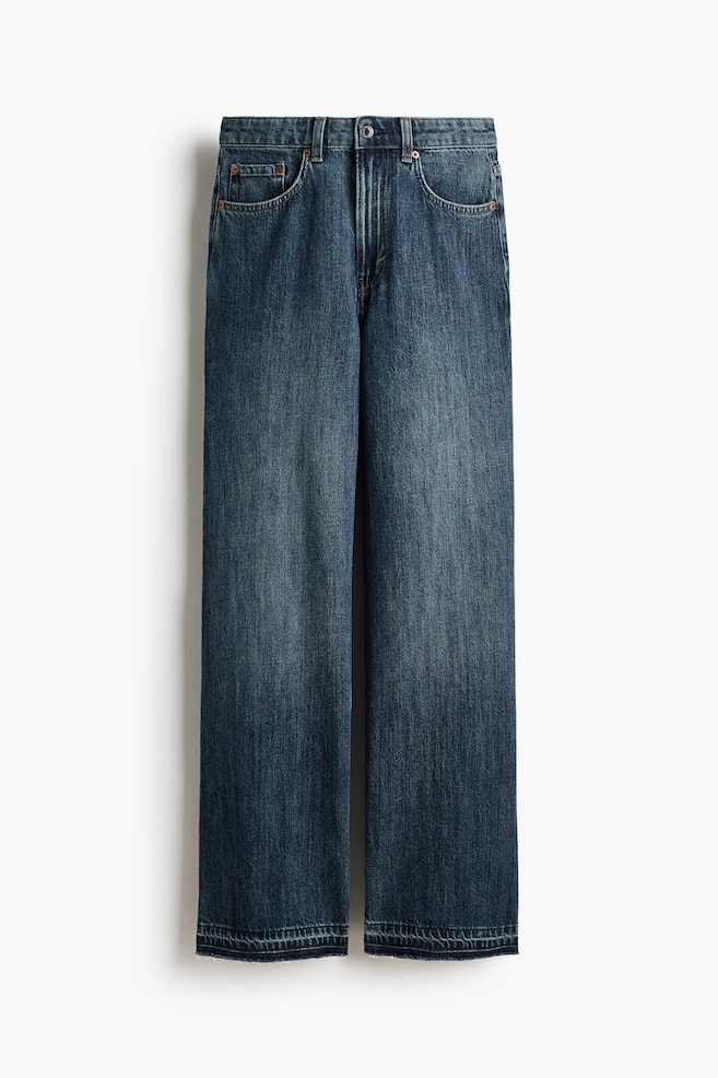 Wide High Jeans - Denim blue/Dark brown - 1