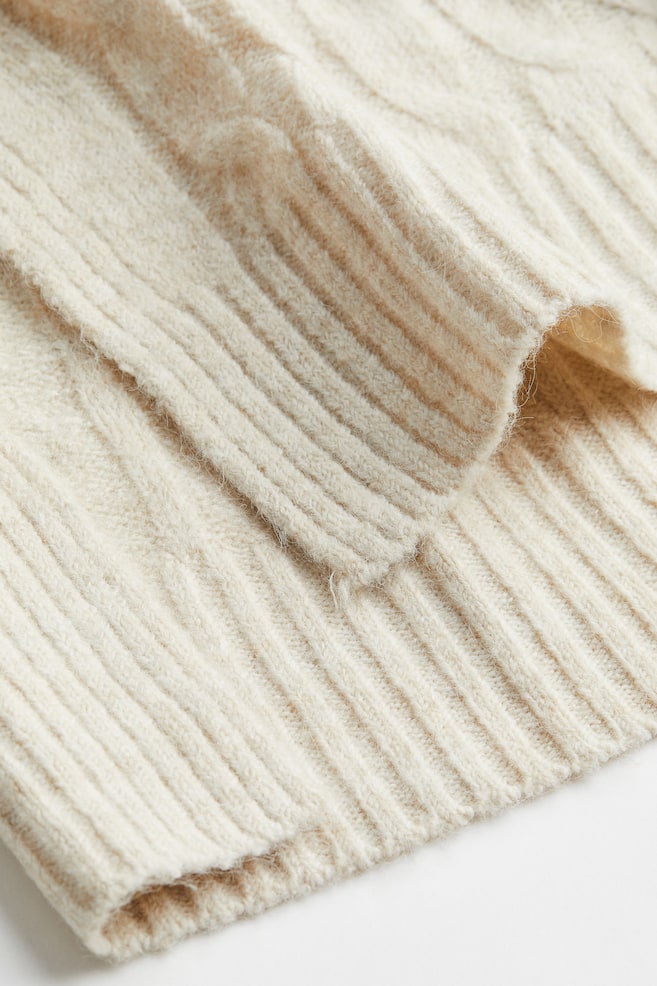 Cable-knit jumper - Natural white/Grey marl - 3