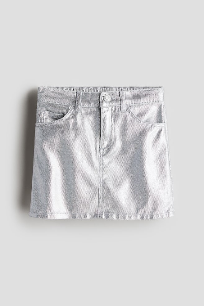 Shimmering denim skirt - Silver-coloured - 1