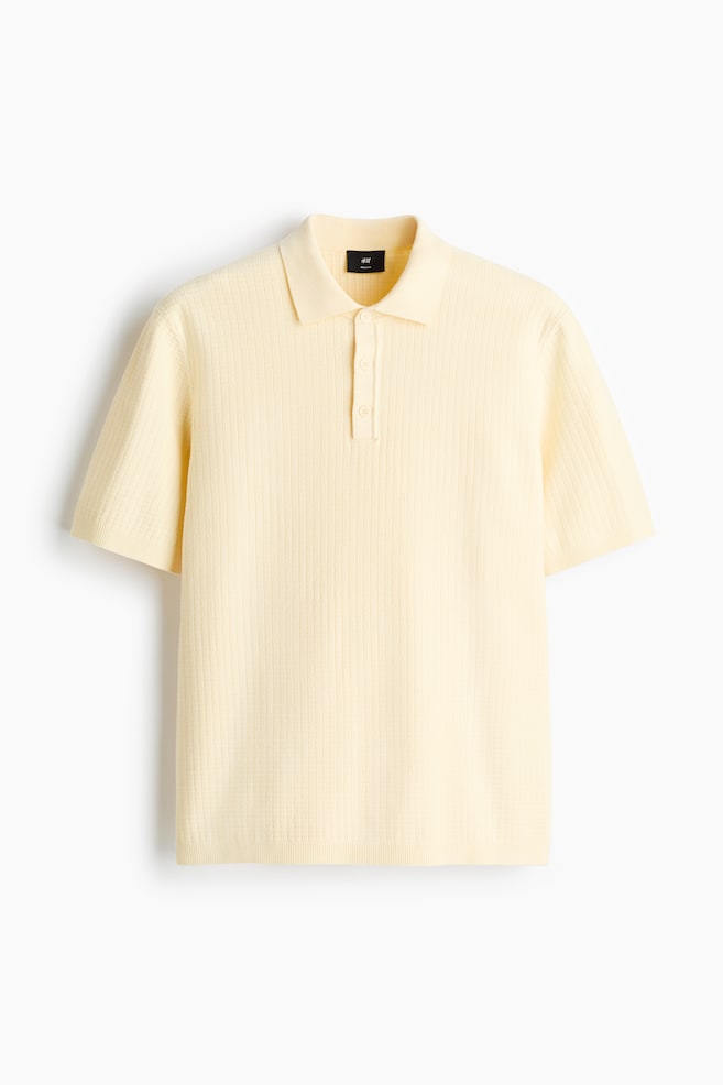 Regular Fit Textured-Knit Polo Shirt - Light yellow/Navy blue/White/Navy blue/Gray - 1