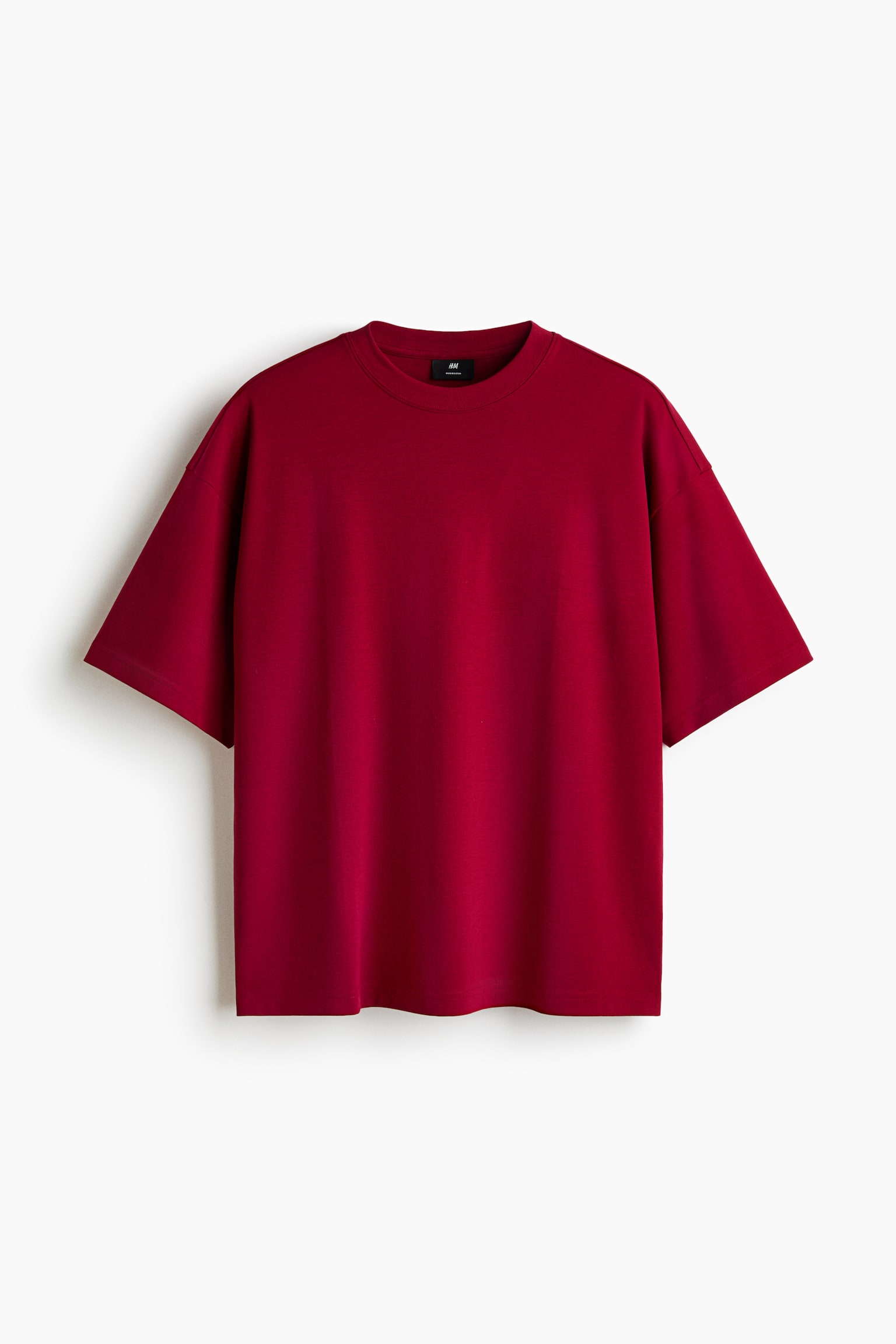 T-shirt Oversized Fit en interlock - Rouge foncé/Blanc/Gris/Noir/Bleu foncé - 1