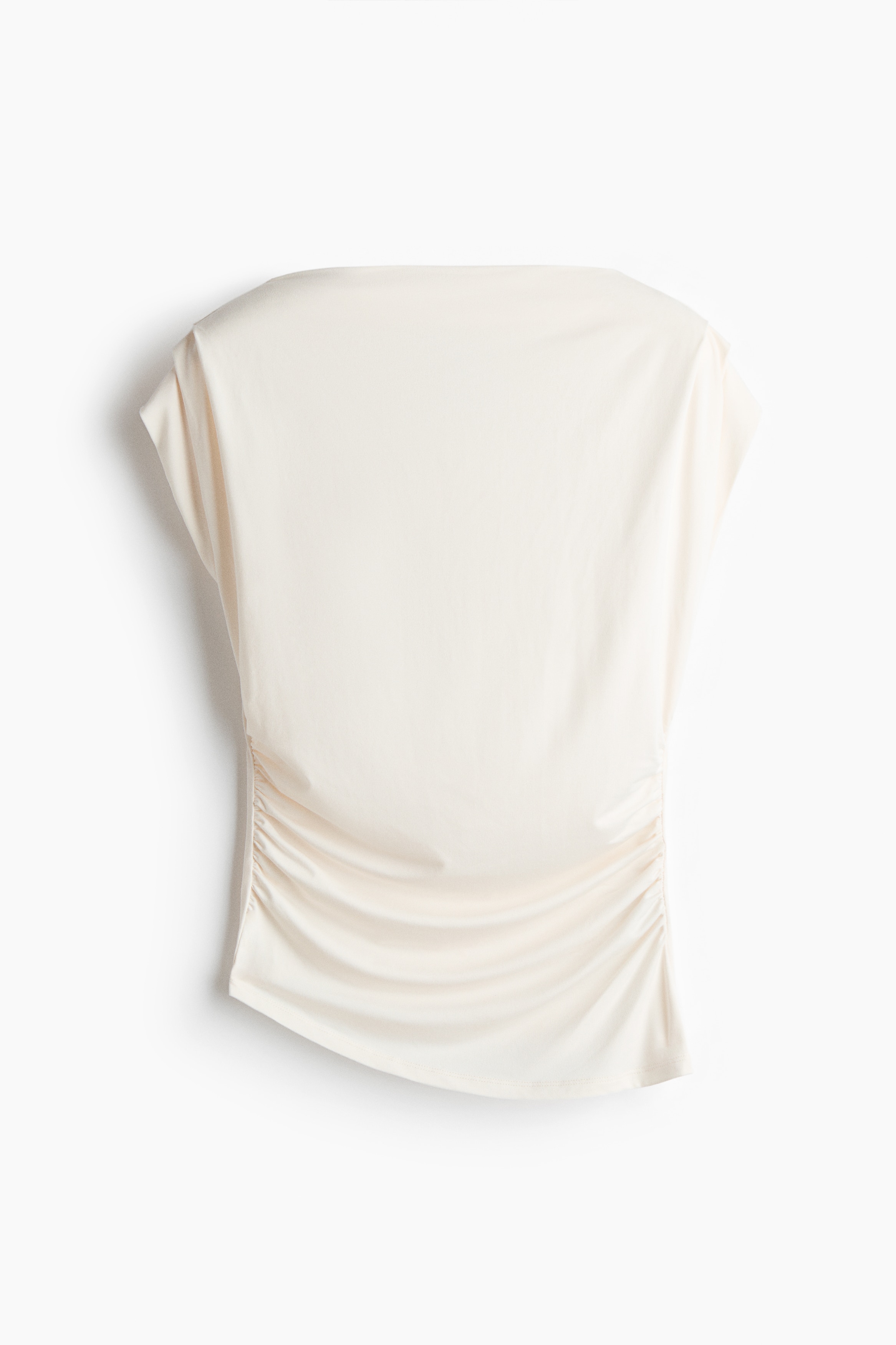 Draped Boat-Neck Top - Cream/Dark brown/Beige/Dark pigeon blue