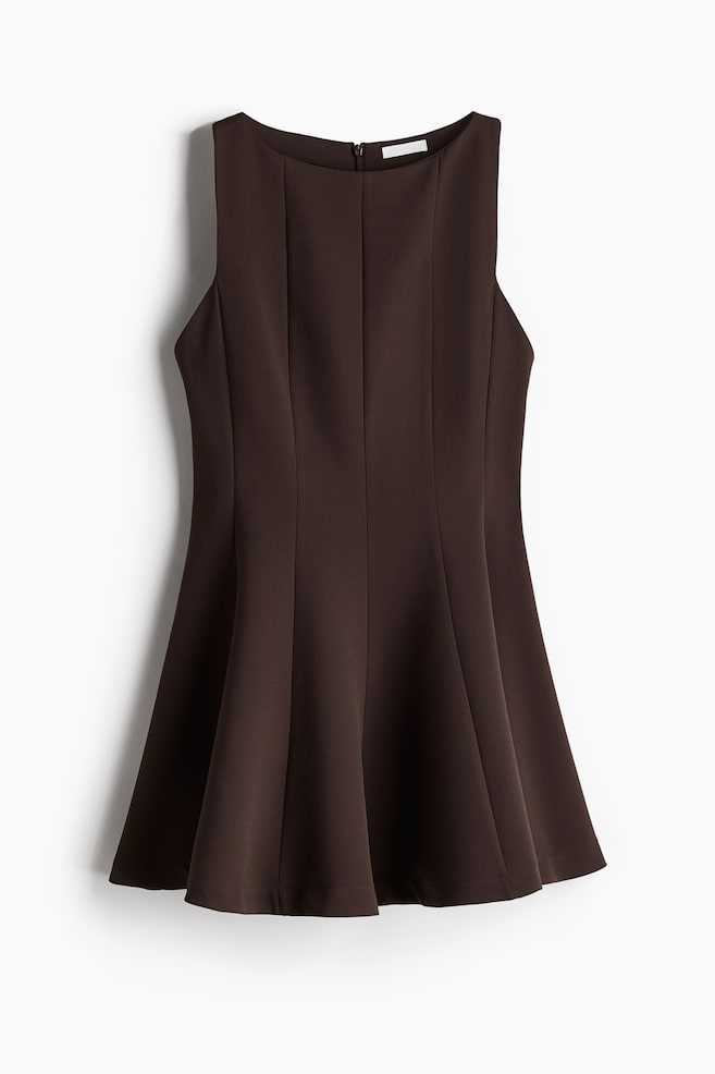 Ausgestelltes Kleid - Dunkelbraun/Rot - 1