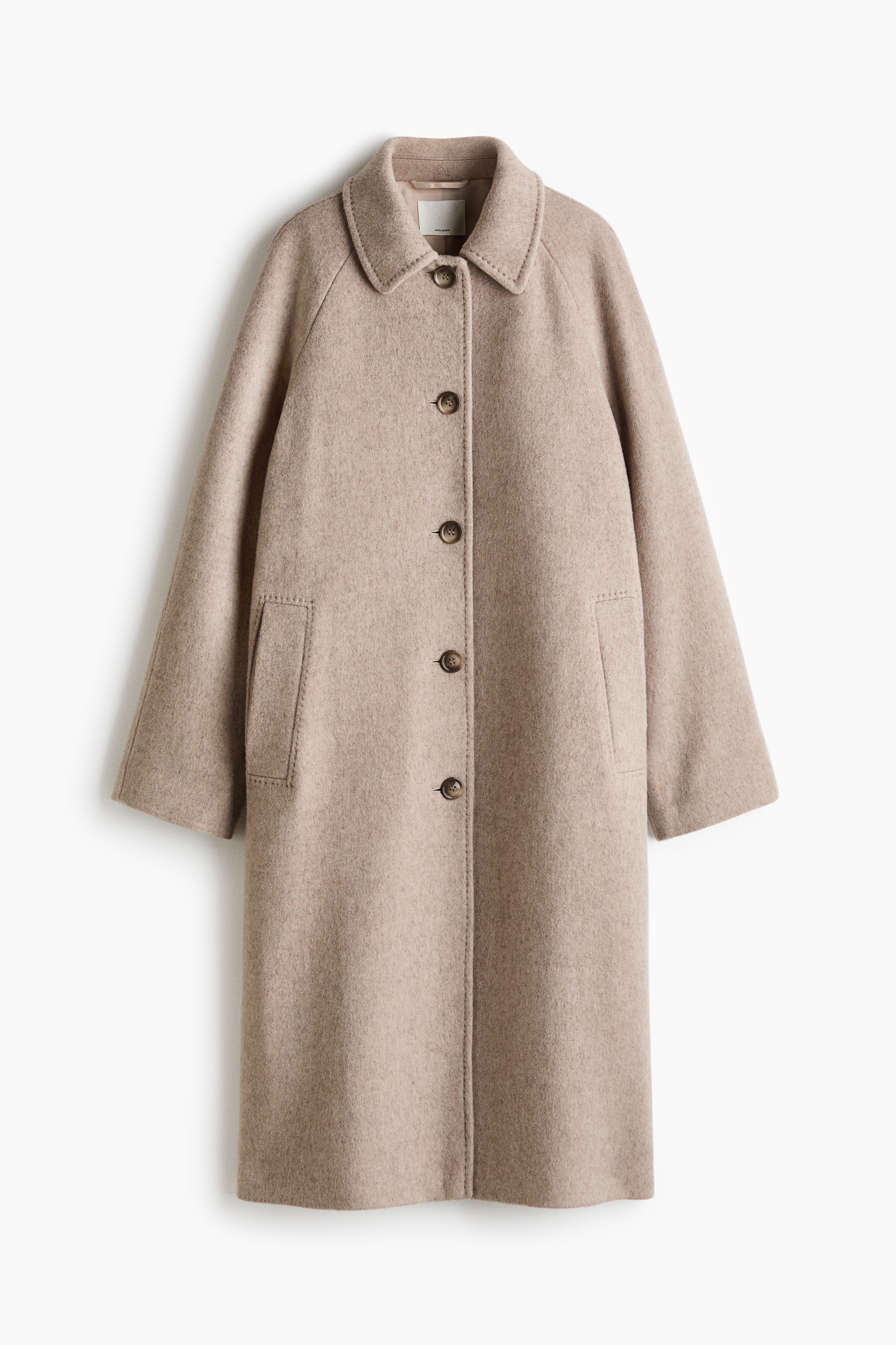 Cappotto in misto lana - Beige chiaro/Marrone scuro