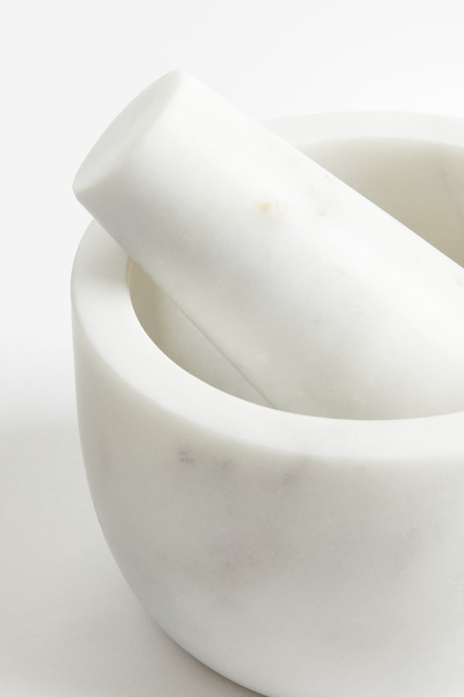 Marble mortar and pestle - White - 2