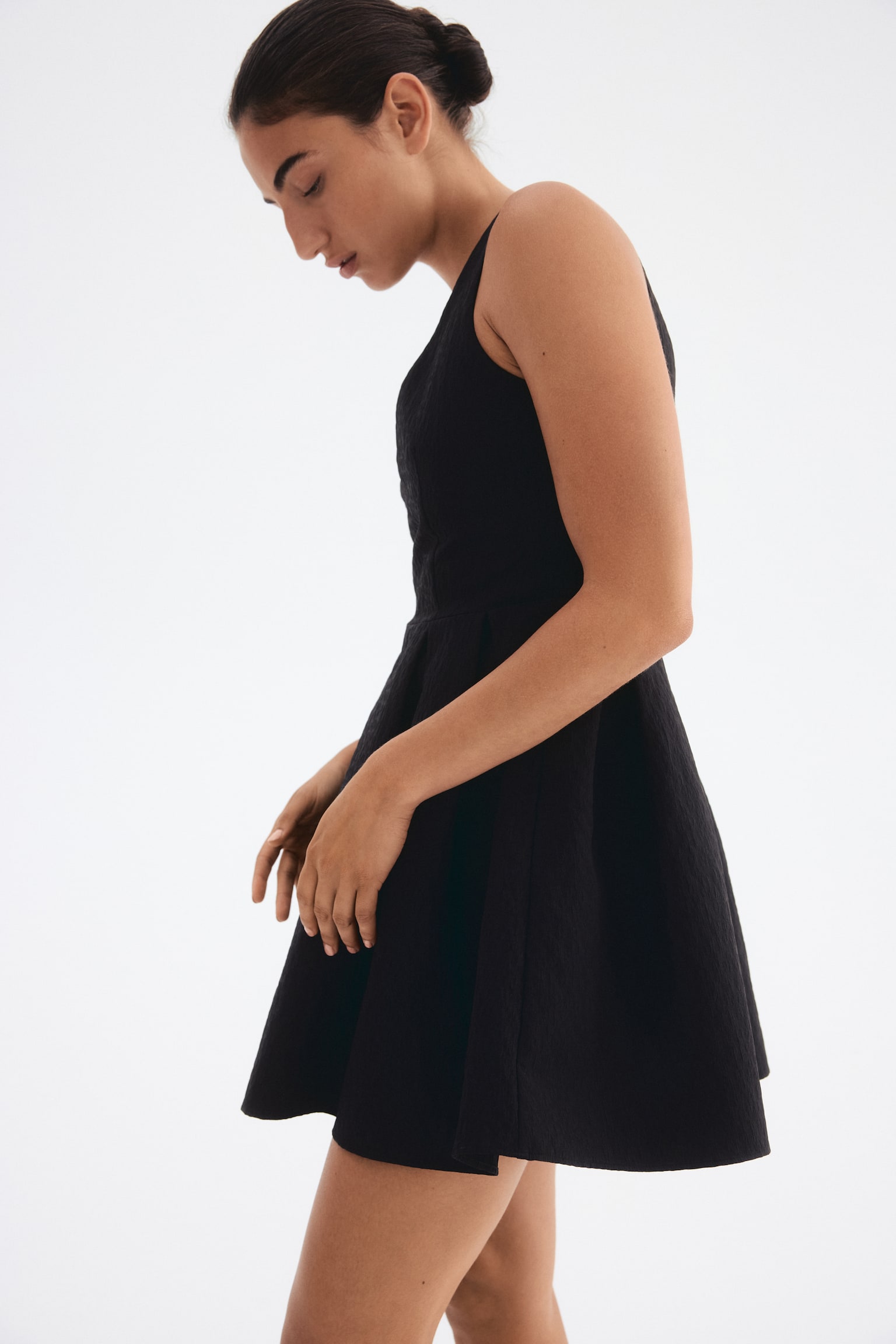 Robe avec jupe évasée - Noir/Beige clair/fleuri - 6