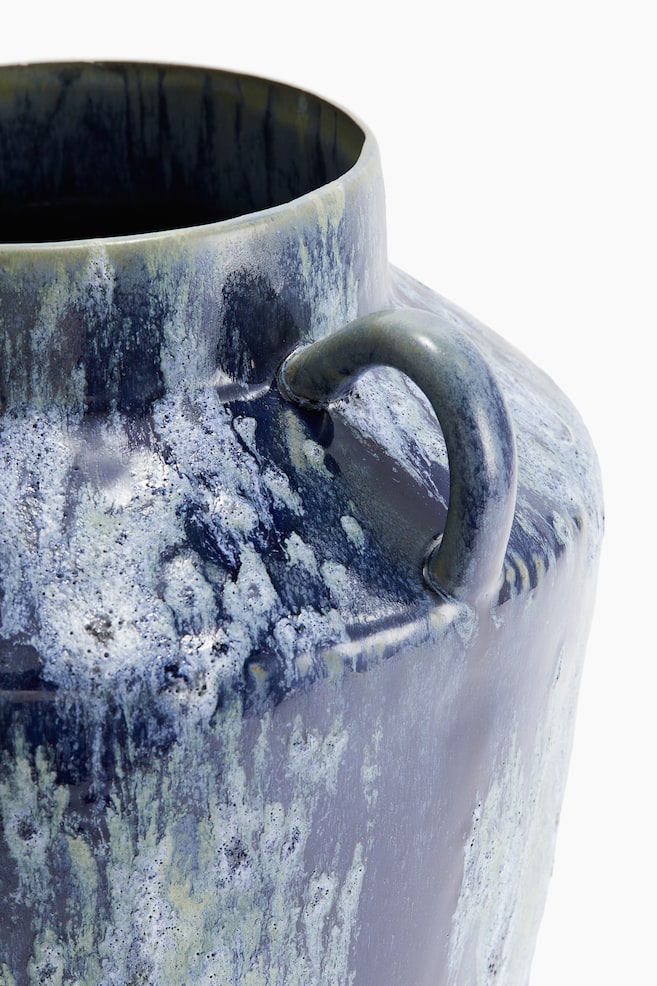 Große Vase mit reaktiver Glasur - Marineblau/Gemustert - 3