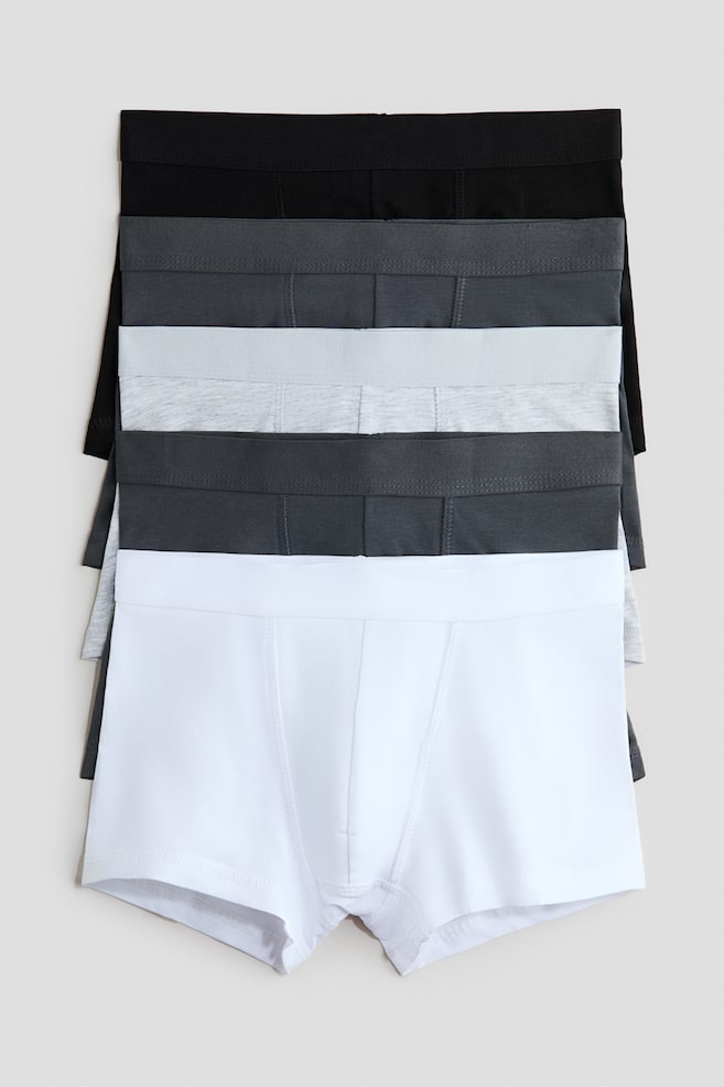 5-pack cotton trunks - Dark grey marl/White/Dusty blue/Ivory/Dark red/Black/White/Dusty blue/Black/Beige/Khaki green/Black - 1