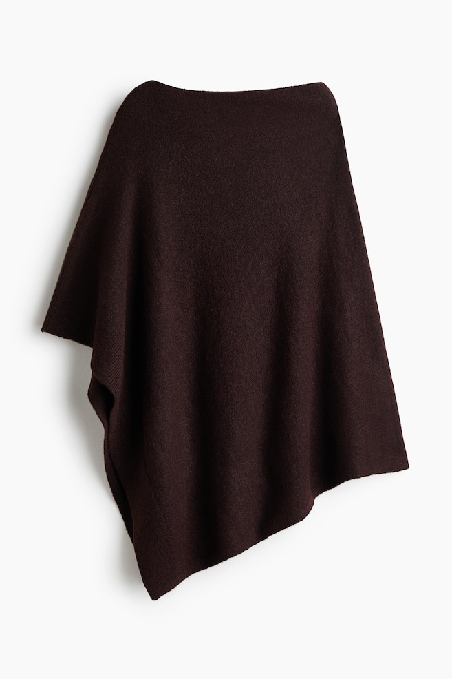 MAMA Asymmetric fine-knit cape - Dark brown - 1