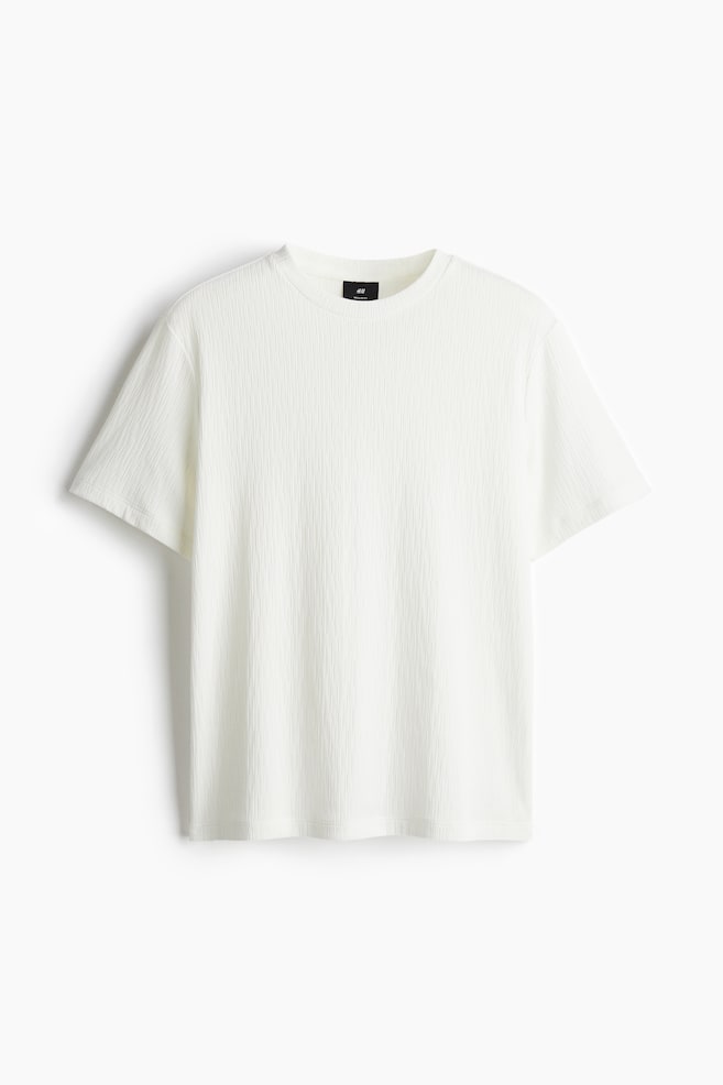 Regular Fit Textured T-shirt - White/Light blue/Black - 1