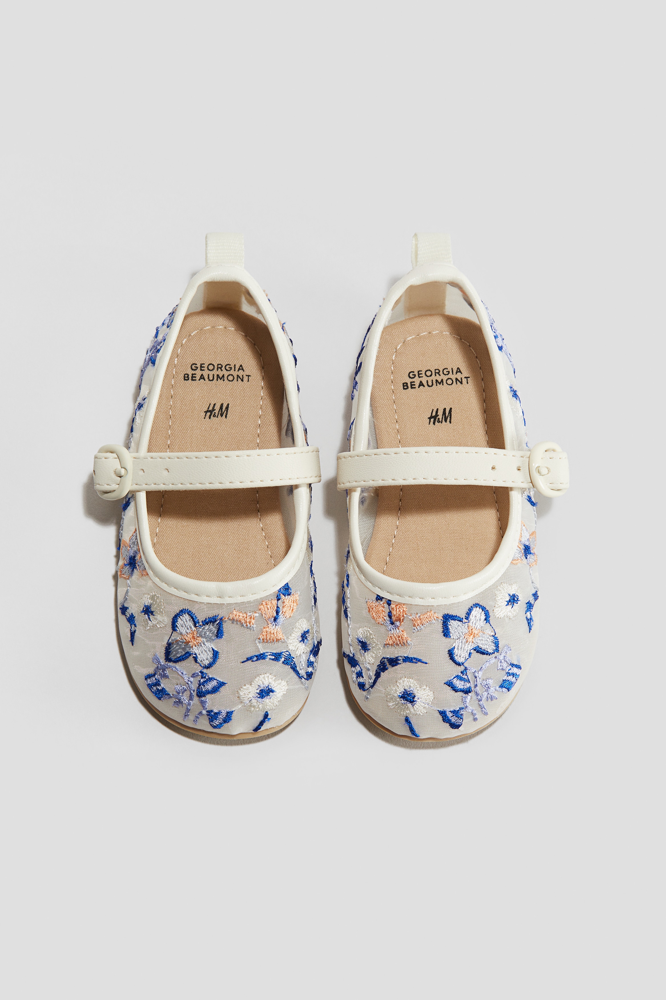 Ballerinas aus Mesh mit Verzierungen - Cremefarben/Geblümt