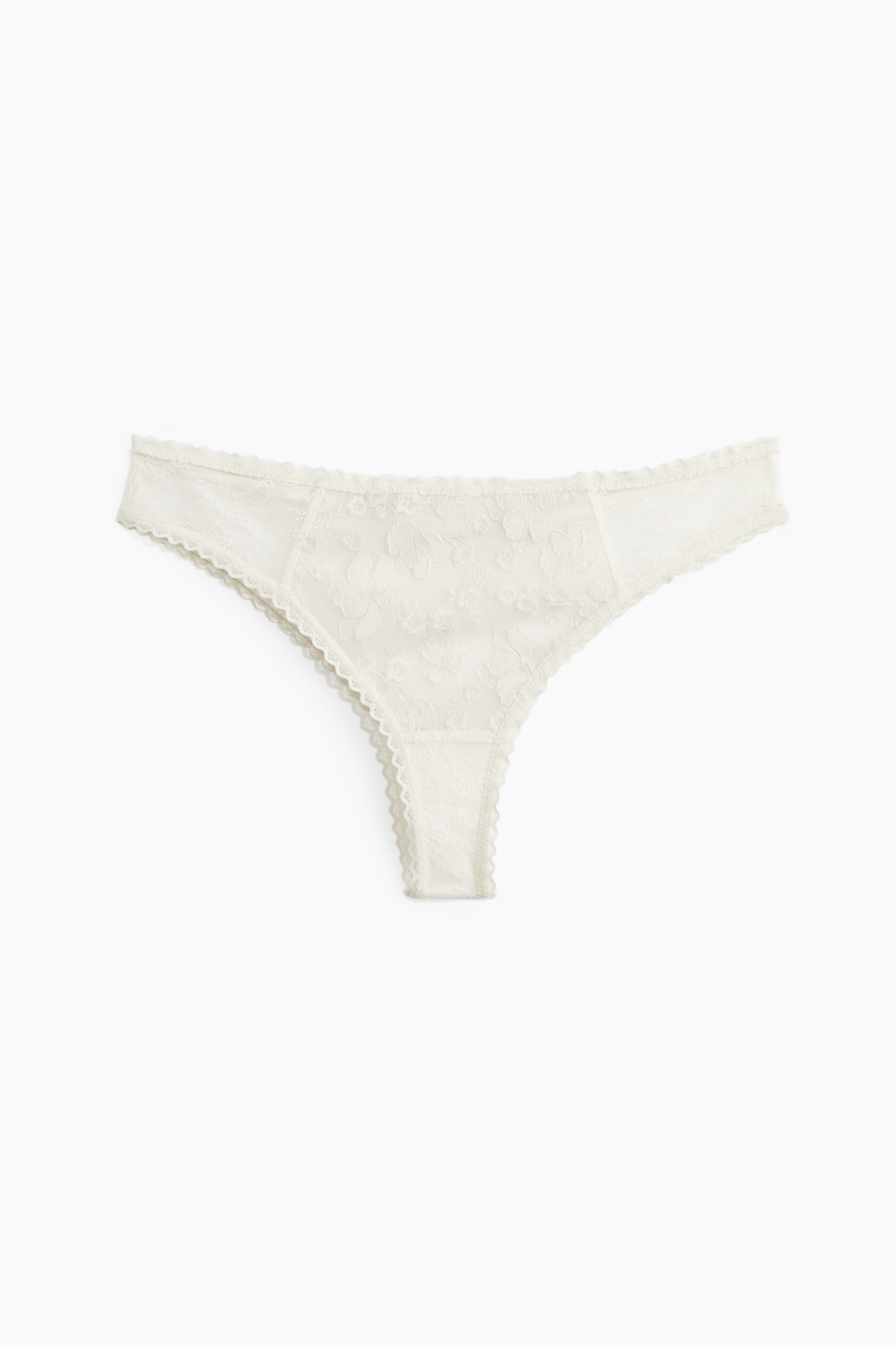 Cuecas Brazilian em renda com bordado - Creme