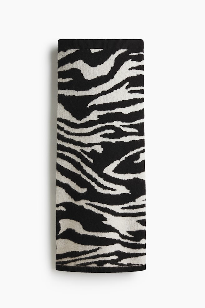 Jacquard-Knit Skirt - Black/zebra print - 1