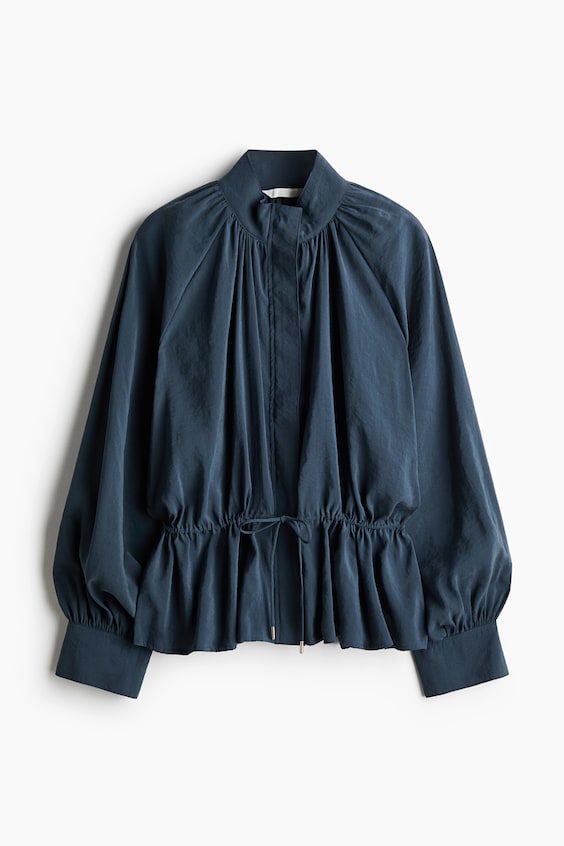Женская куртка H&M Balloon-Sleeved Drawstring-Detail, цвет: Тёмный стальной синий