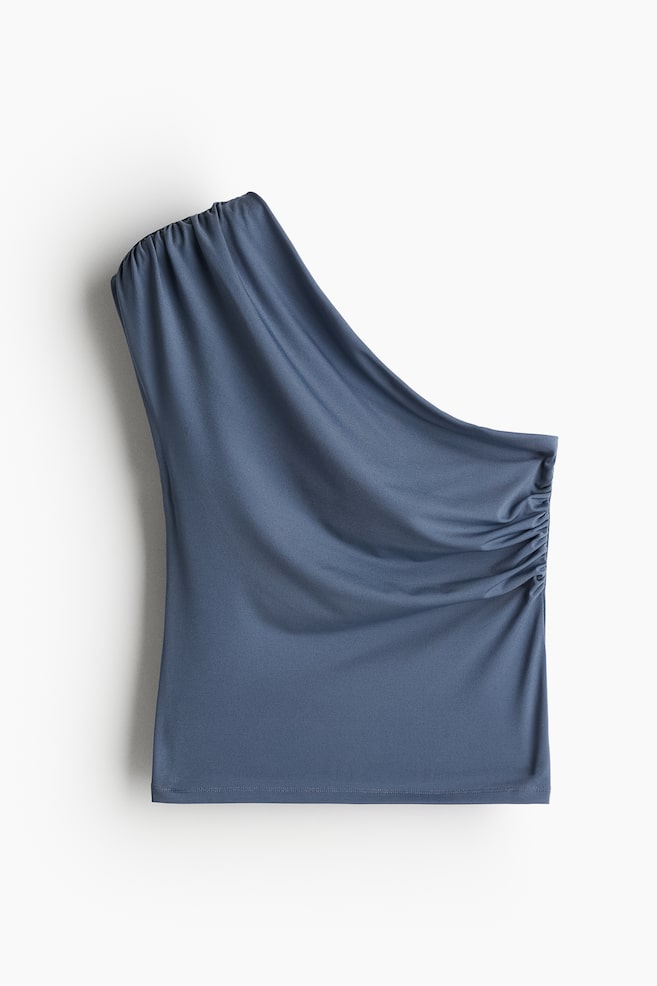 One-Shoulder-Top - Mattblau/Khakigrün/Weiß - 1