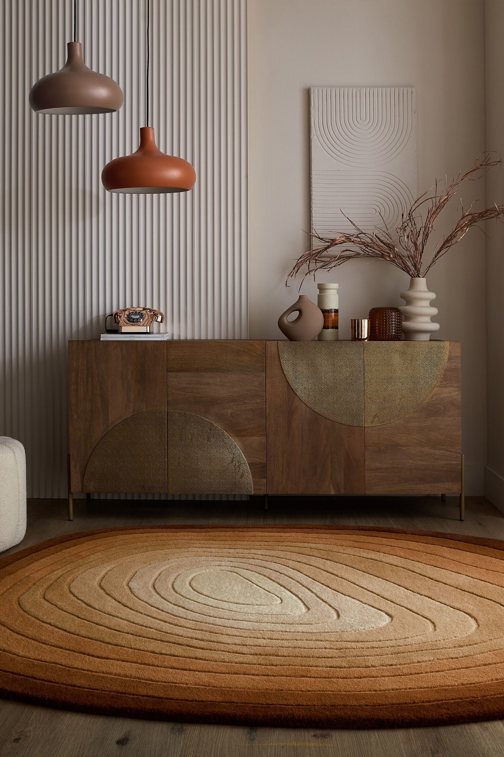 Puddle Ombre Shaped Wool Rug - Terracotta/Blue/Natural