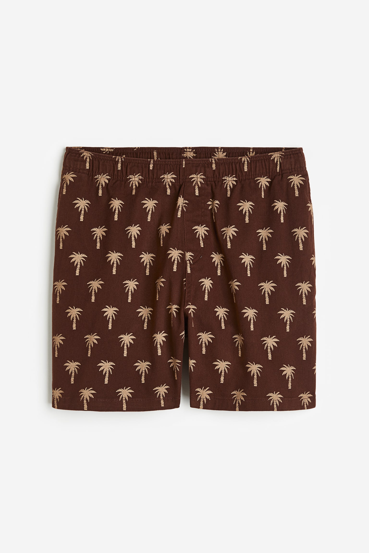 Relaxed Fit Cotton shorts - Brown/Palm trees/Beige/Brown checked - 1