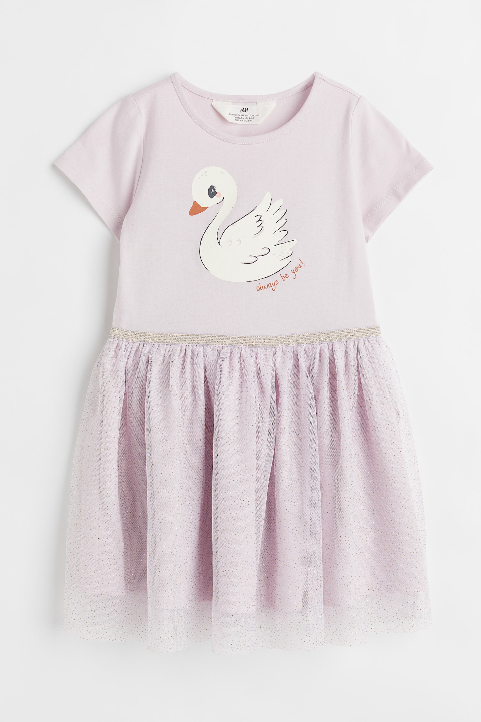 Tulle-skirt jersey dress - Light purple/Swan/White/Unicorn/Powder pink - 1