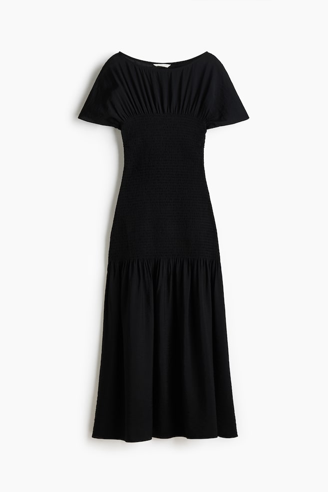 Vestido con punto smock - Negro - 1