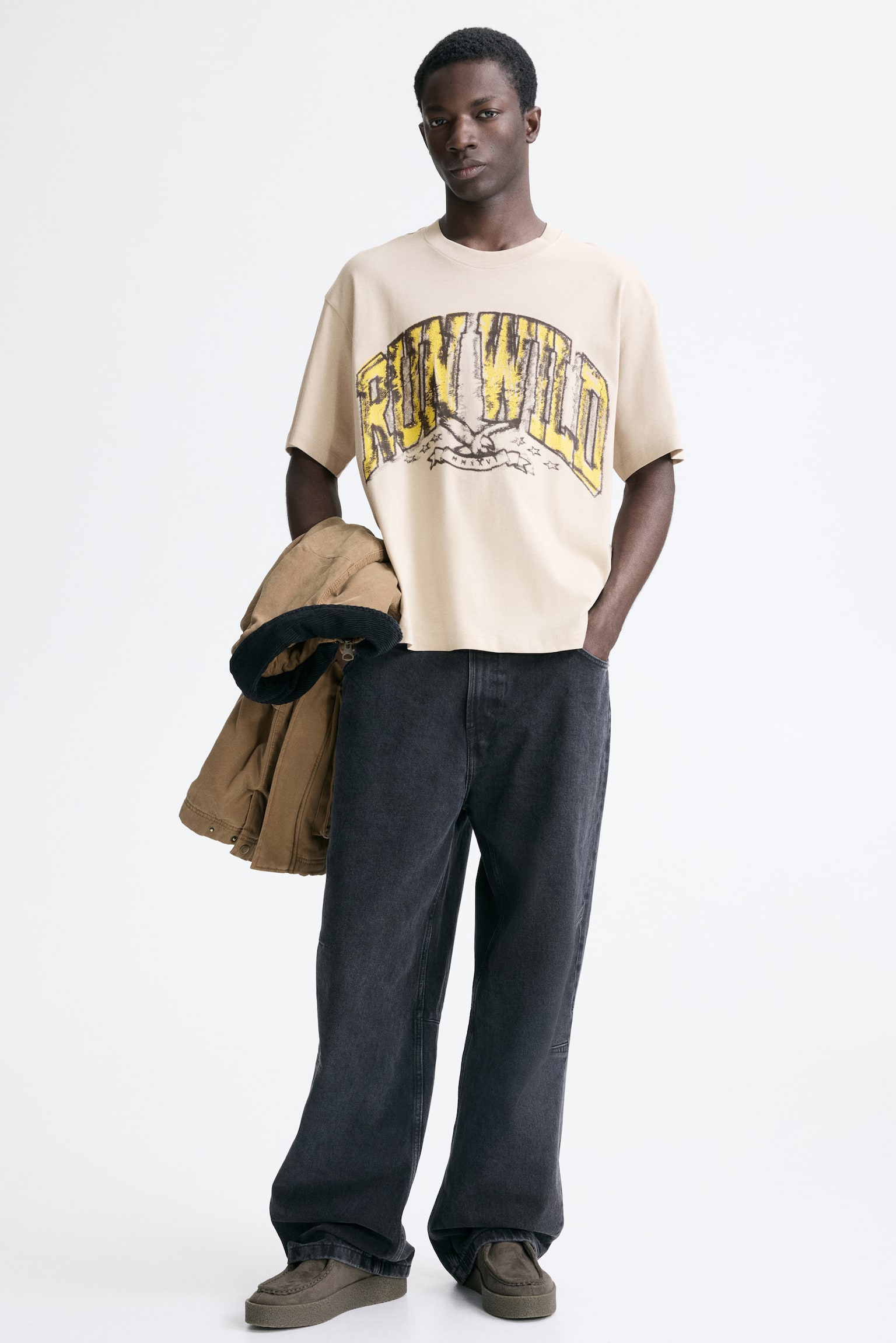 T-shirt com estampado Loose Fit - Bege/Run wild/Azul escuro/New York City/Preto/Golden sunset/Branco/New York City - 4