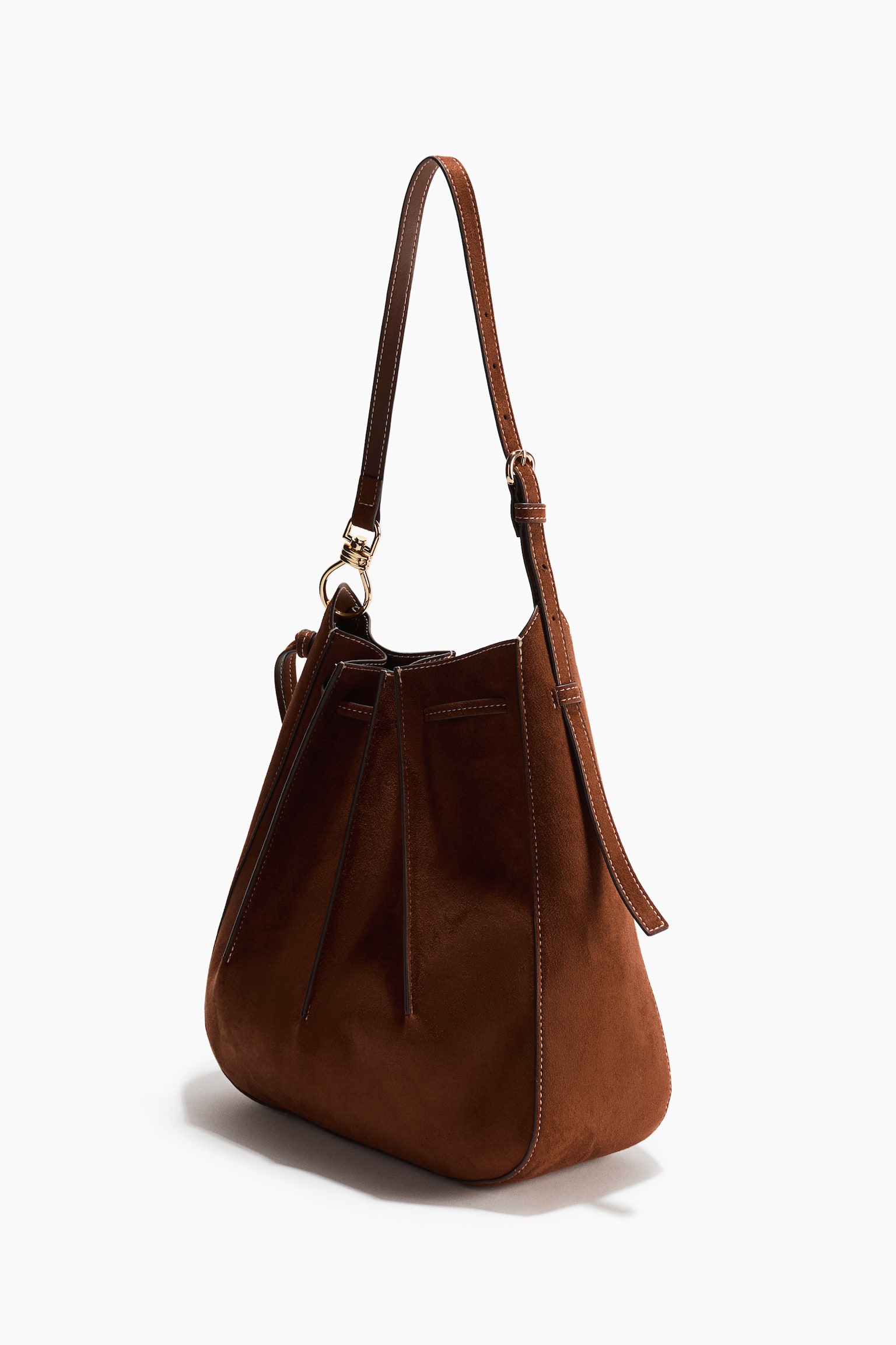 Pleated shoulder bag - Brown - 4