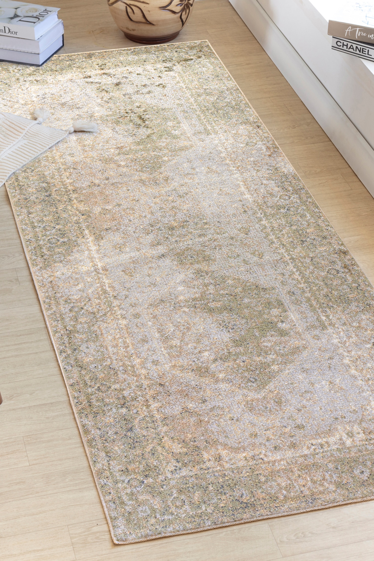 Lillian Washable Traditional Vintage Boho Rug - Brown