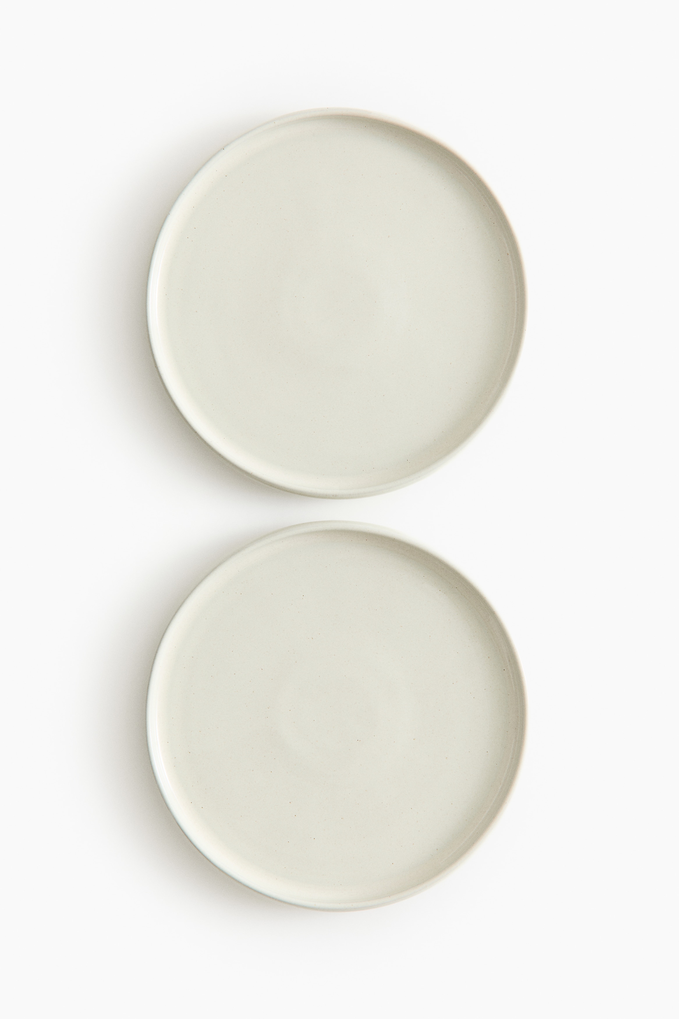 Lot de 2 grandes assiettes en grès cérame - Blanc/Vert