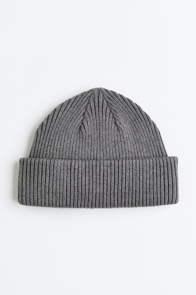 Rib-knit hat - Grey marl/Black/Dark brown/Light beige - 2