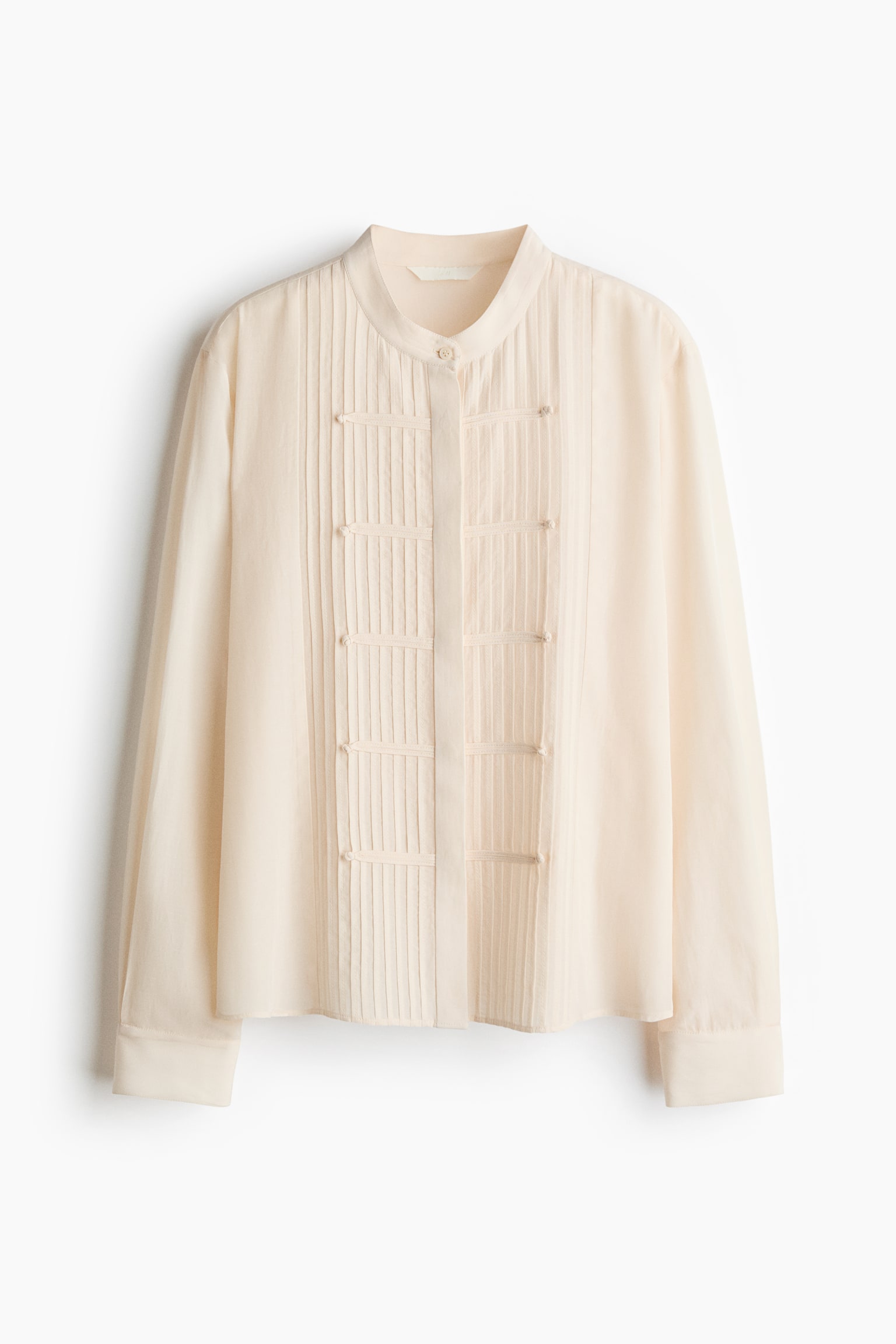 Bluse mit Biesen und Knöpfen - Hellbeige - 1