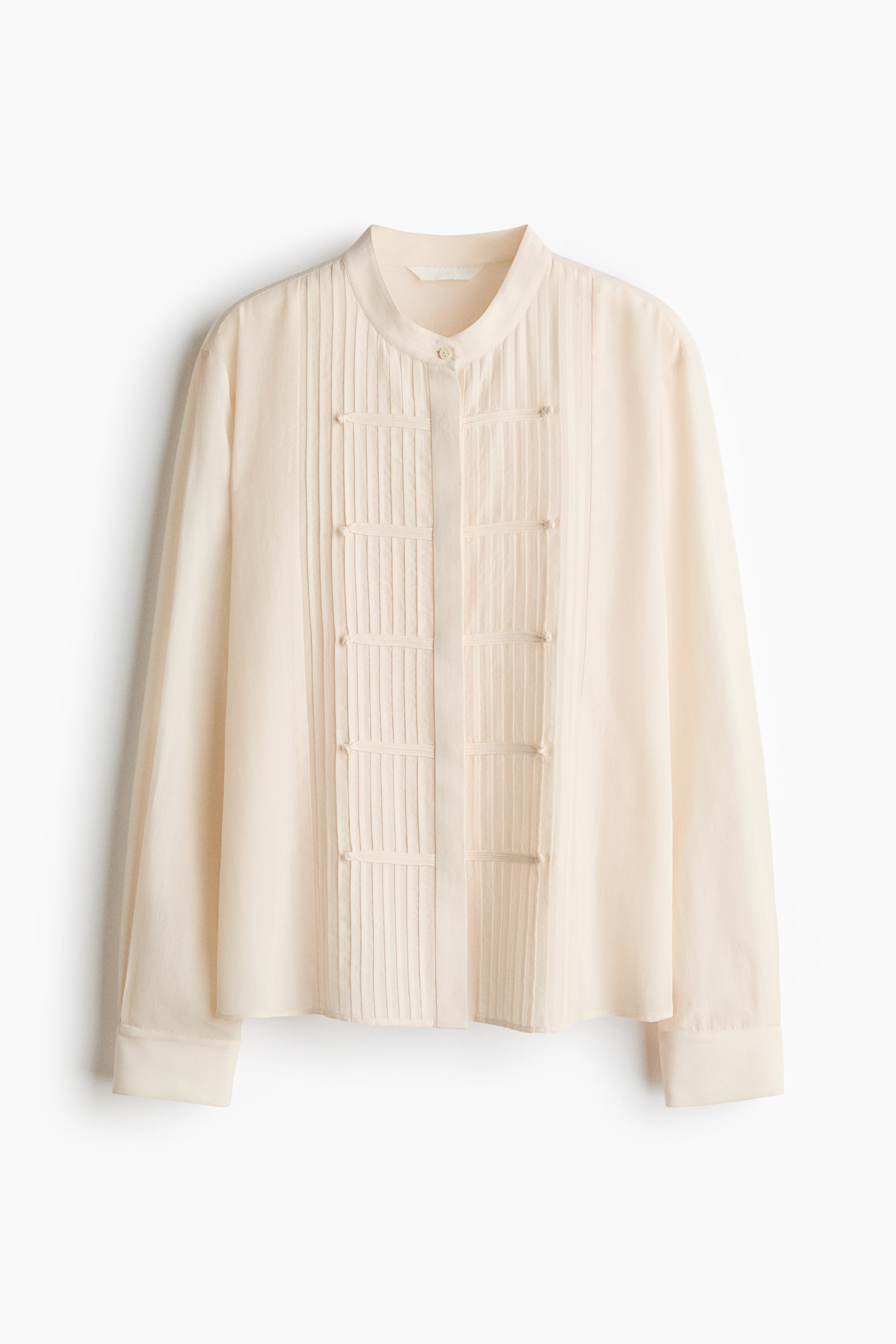 Button-Front Pintuck Blouse