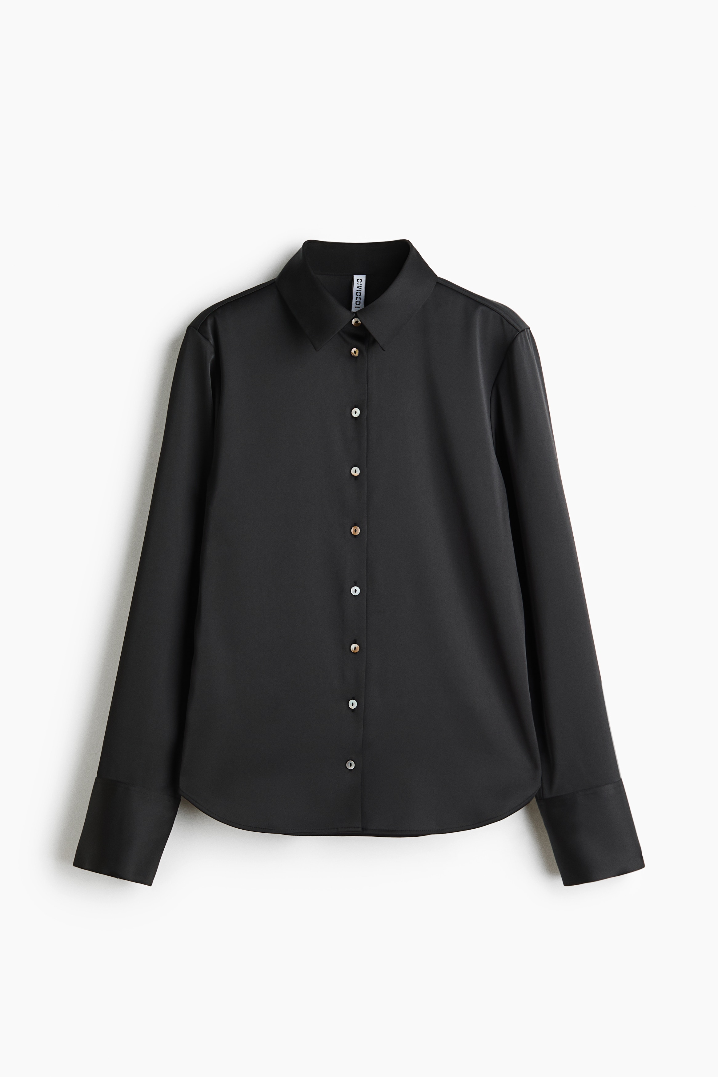 Nauwsluitende twill overhemdblouse - Zwart